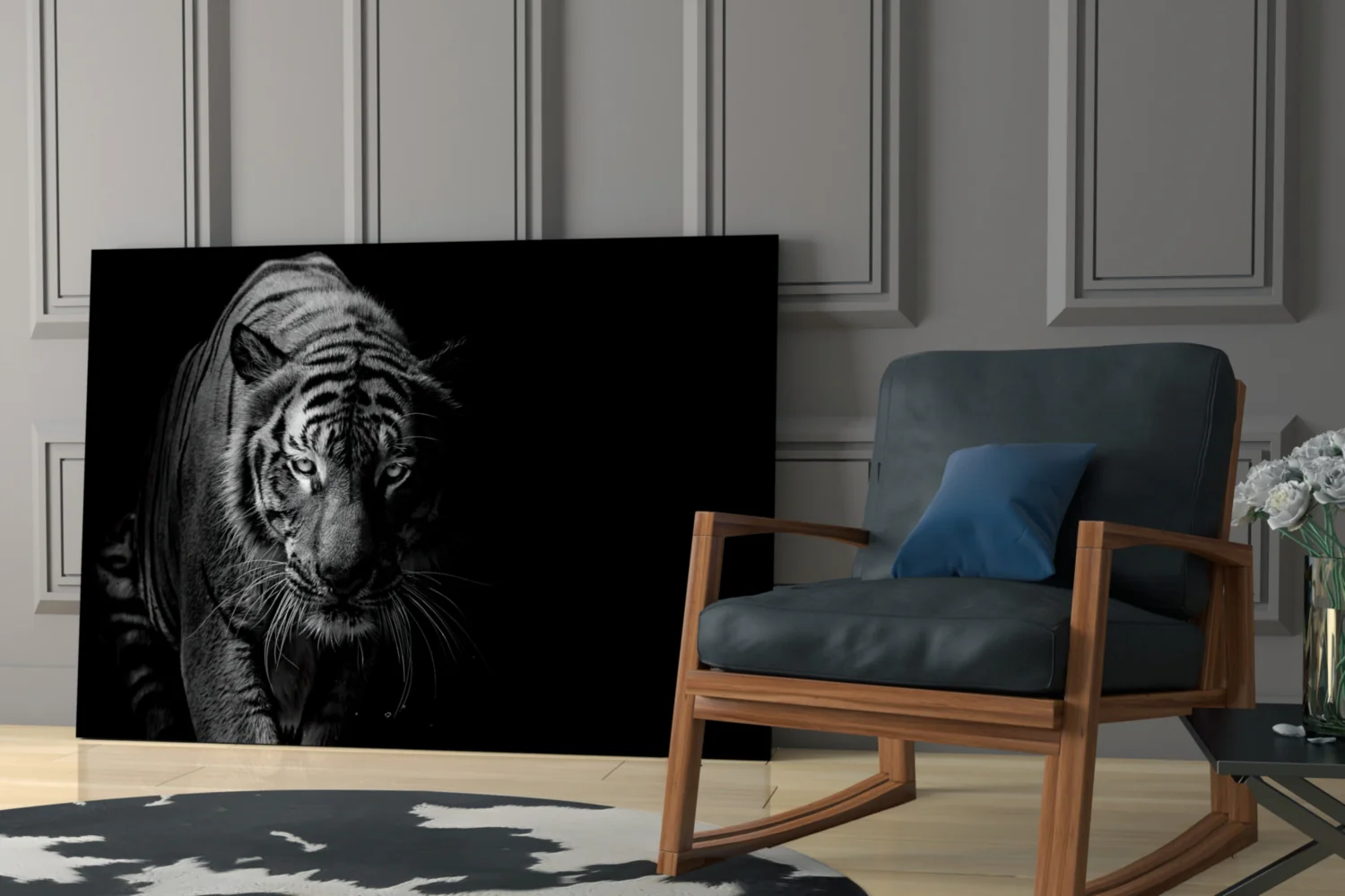 Tiger Emerging From Shadow Glass Wall Art - Image 6