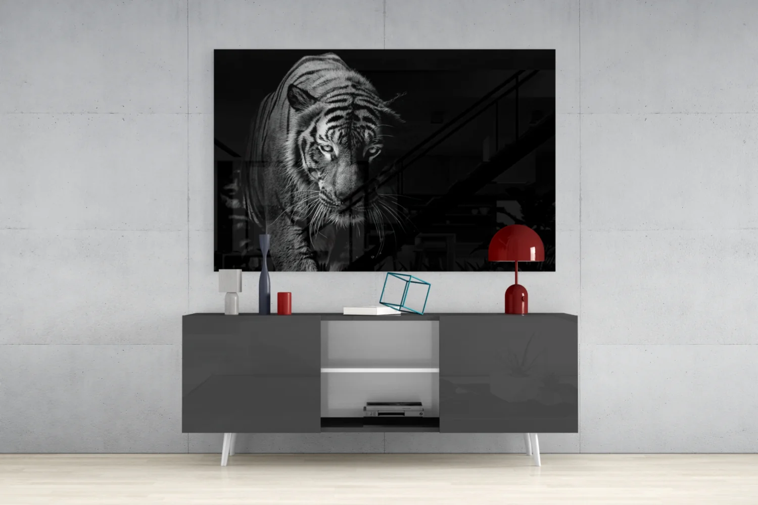 Tiger Emerging From Shadow Glass Wall Art - Image 8