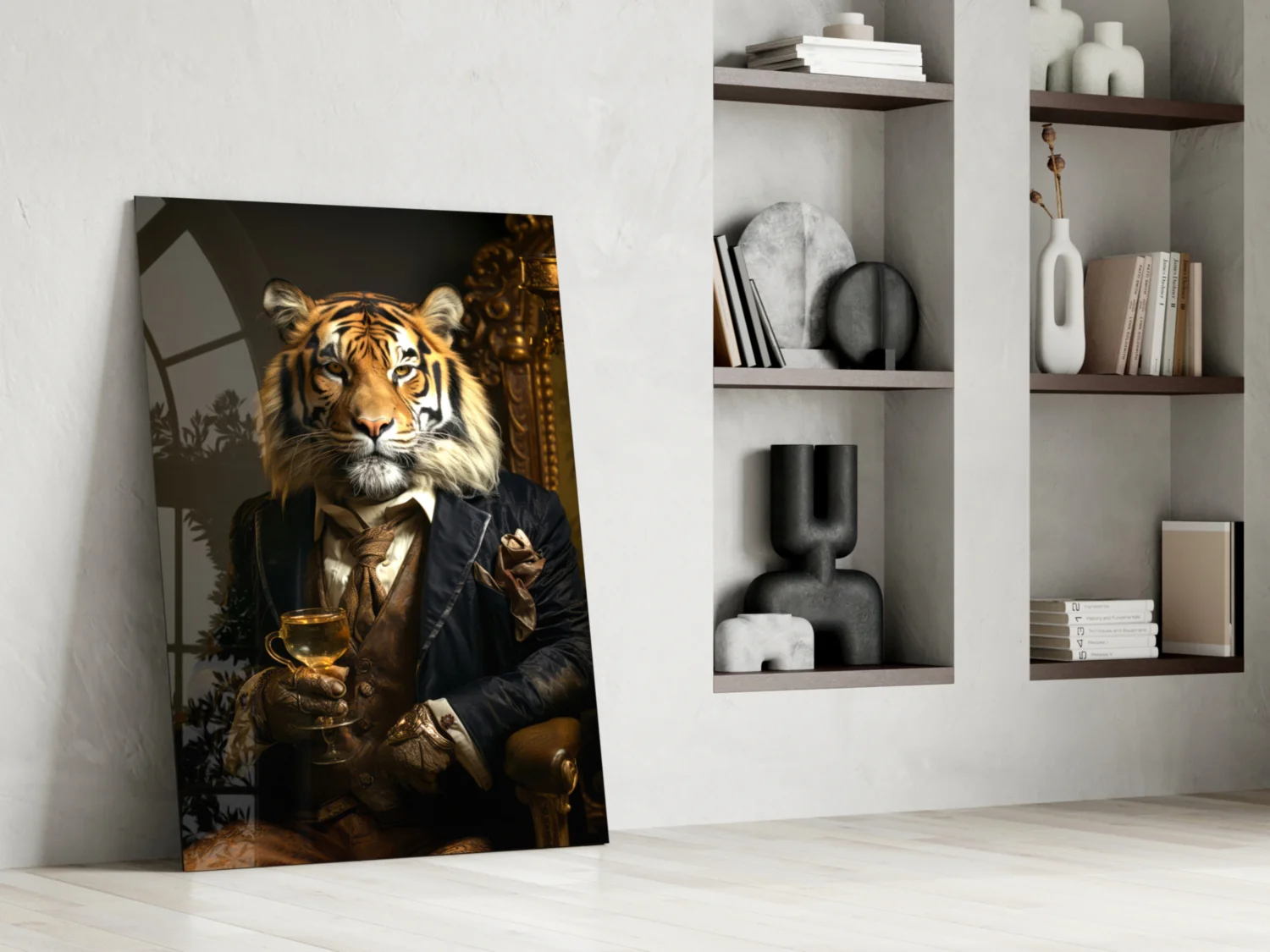 Tiger in Navy Suit Fireside Glass Wall Art - Image 7