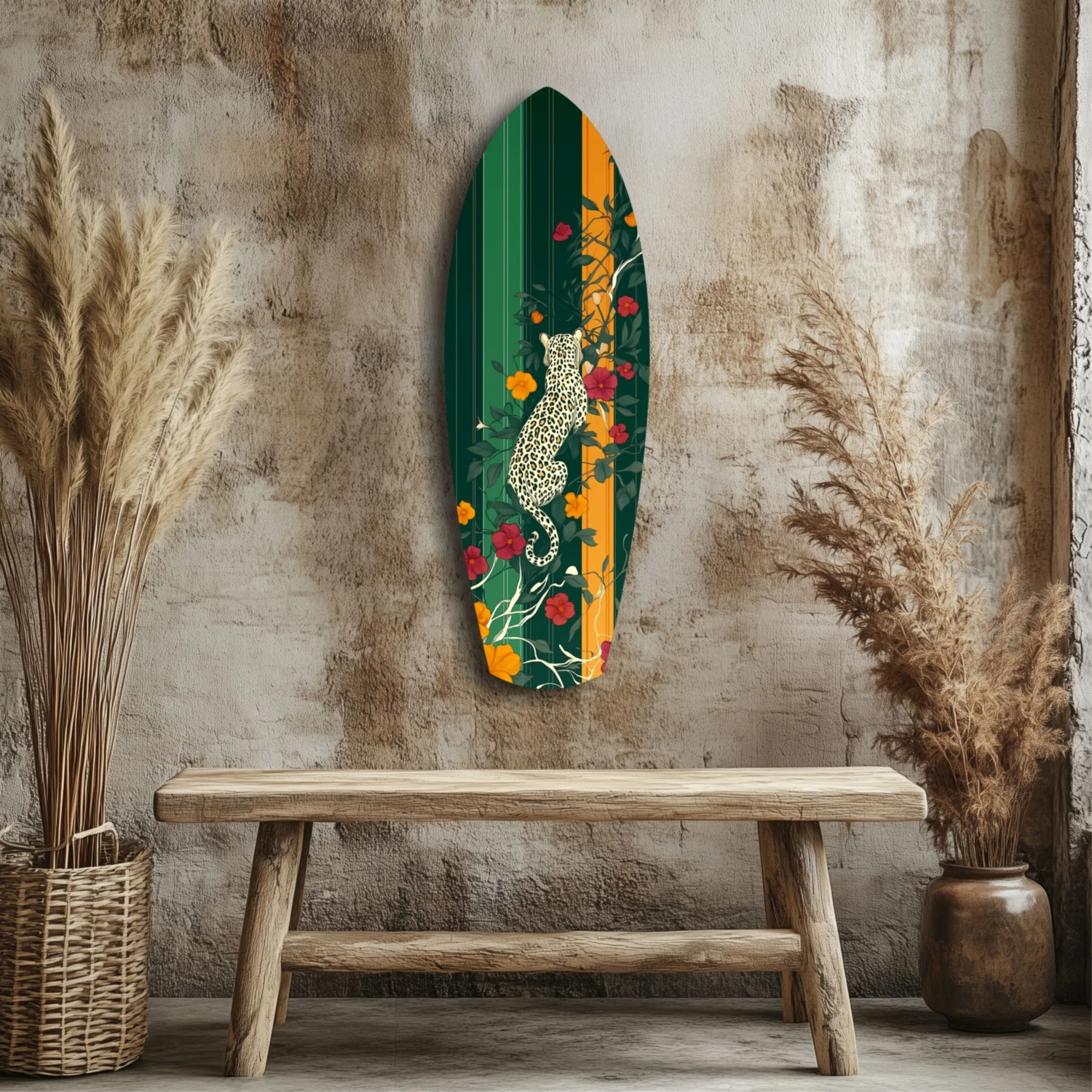 Tiger in the Jungle Glass Wall Art - Image 3