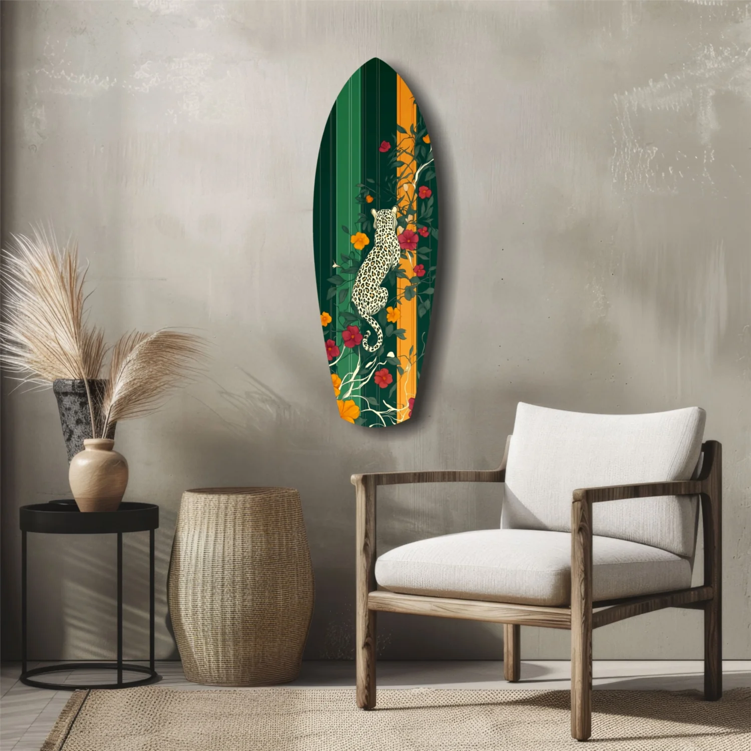 Tiger in the Jungle Glass Wall Art - Image 5