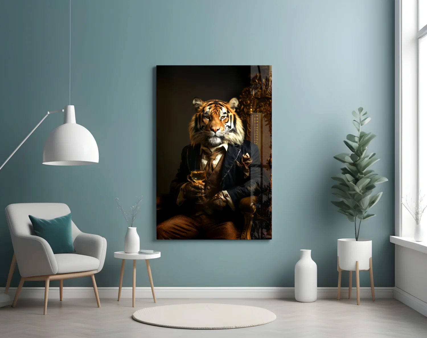 Tiger on Golden Throne Glass Wall Art - Image 5