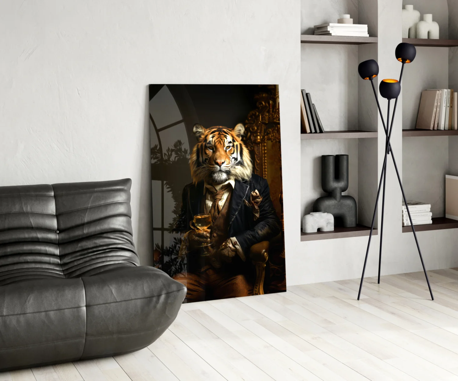 Tiger on Golden Throne Glass Wall Art - Image 6