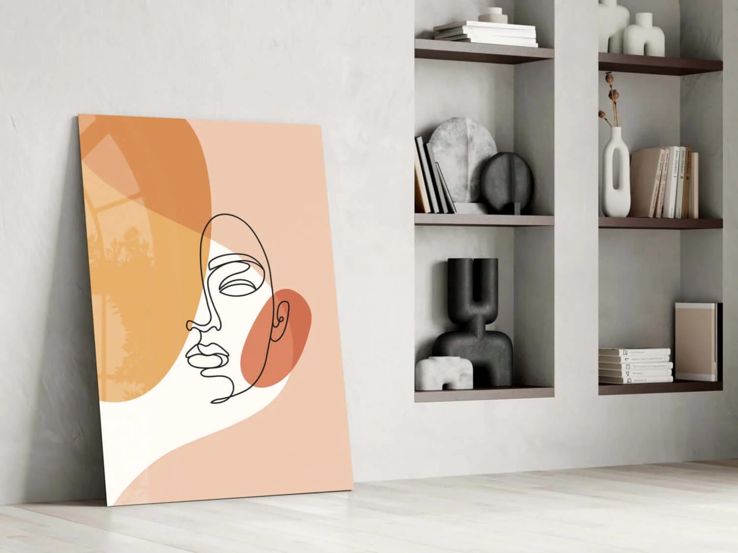 Tilted Face Peach Abstract Glass Wall Art - Image 6