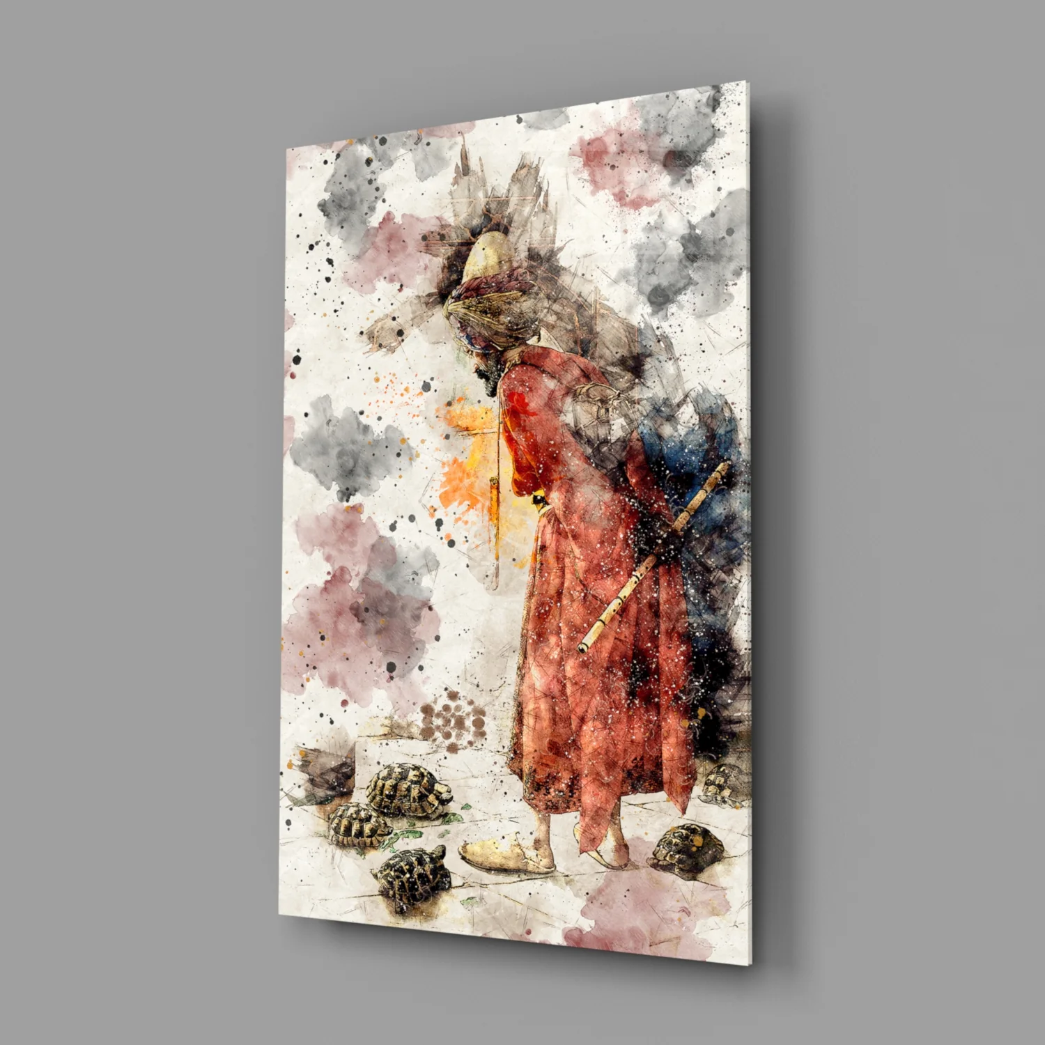 Tortoise Trainer Illustration Glass Wall Art - Image 2