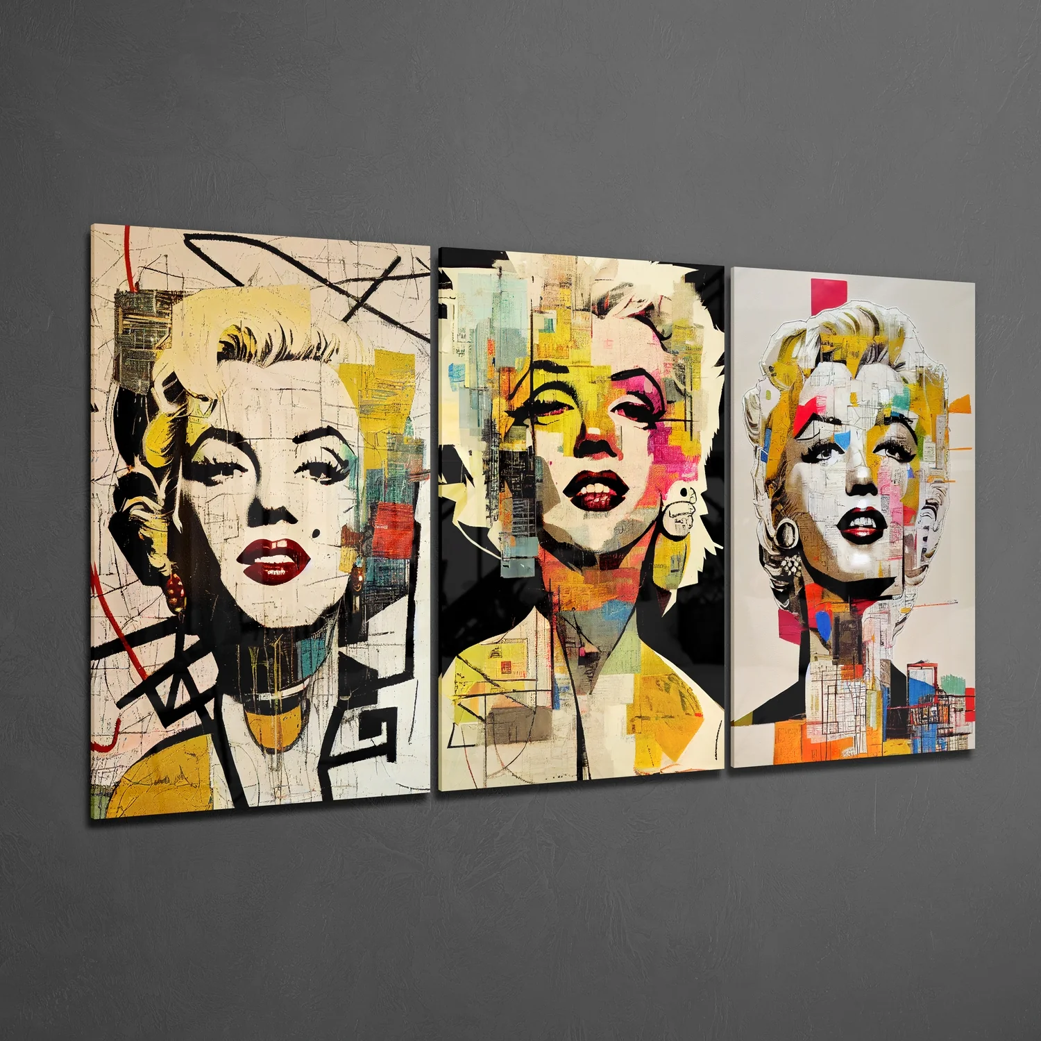 Triptych Pop Art Blonde Glass Wall Art - Image 2