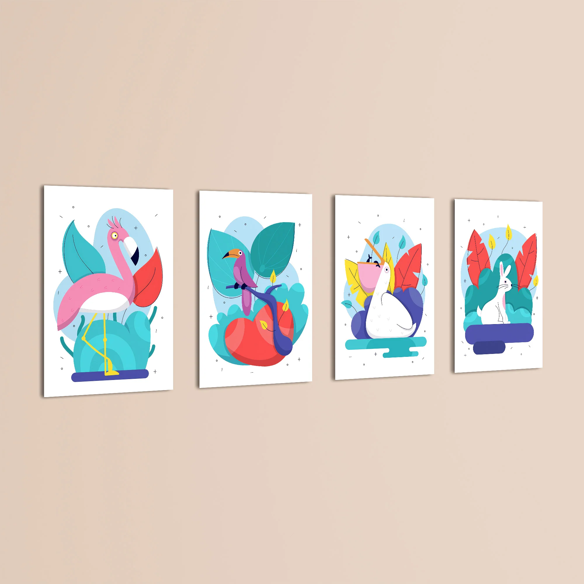 Tropical Exotic Birds 4 Pieces Kids Metal Wall Art - Image 3