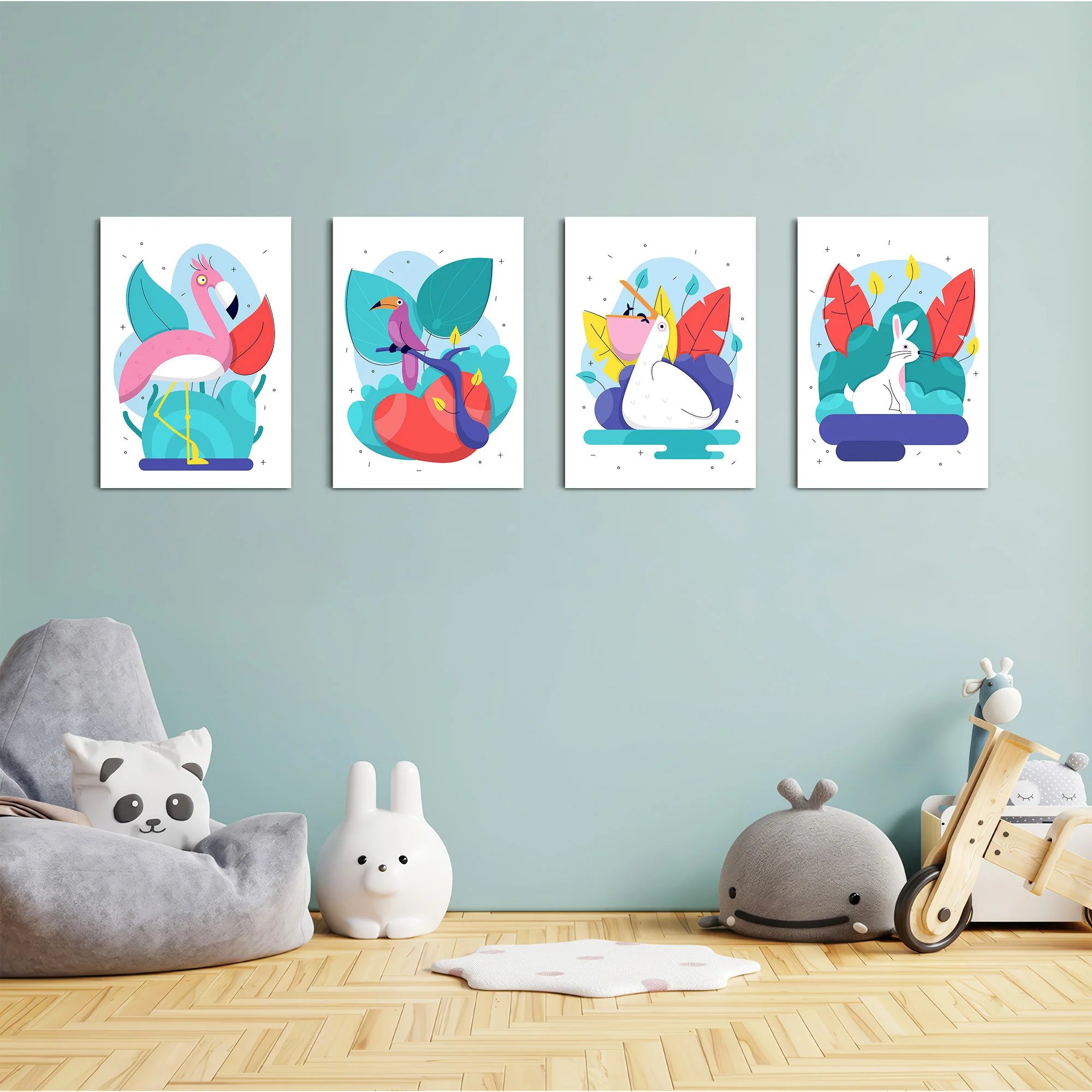 Tropical Exotic Birds 4 Pieces Kids Metal Wall Art - Image 4