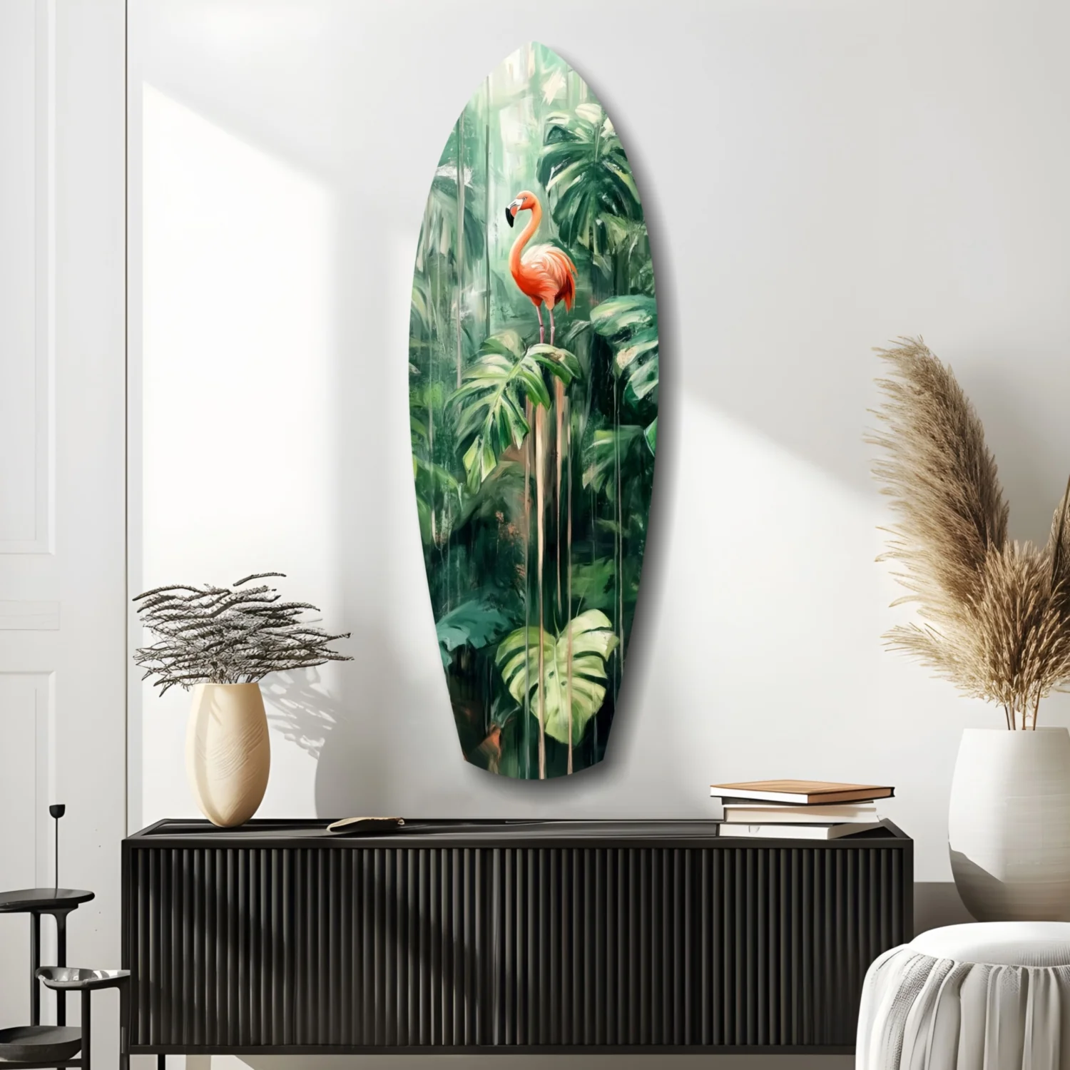 Tropical Flamingo Haven Glass Wall Art - Image 9