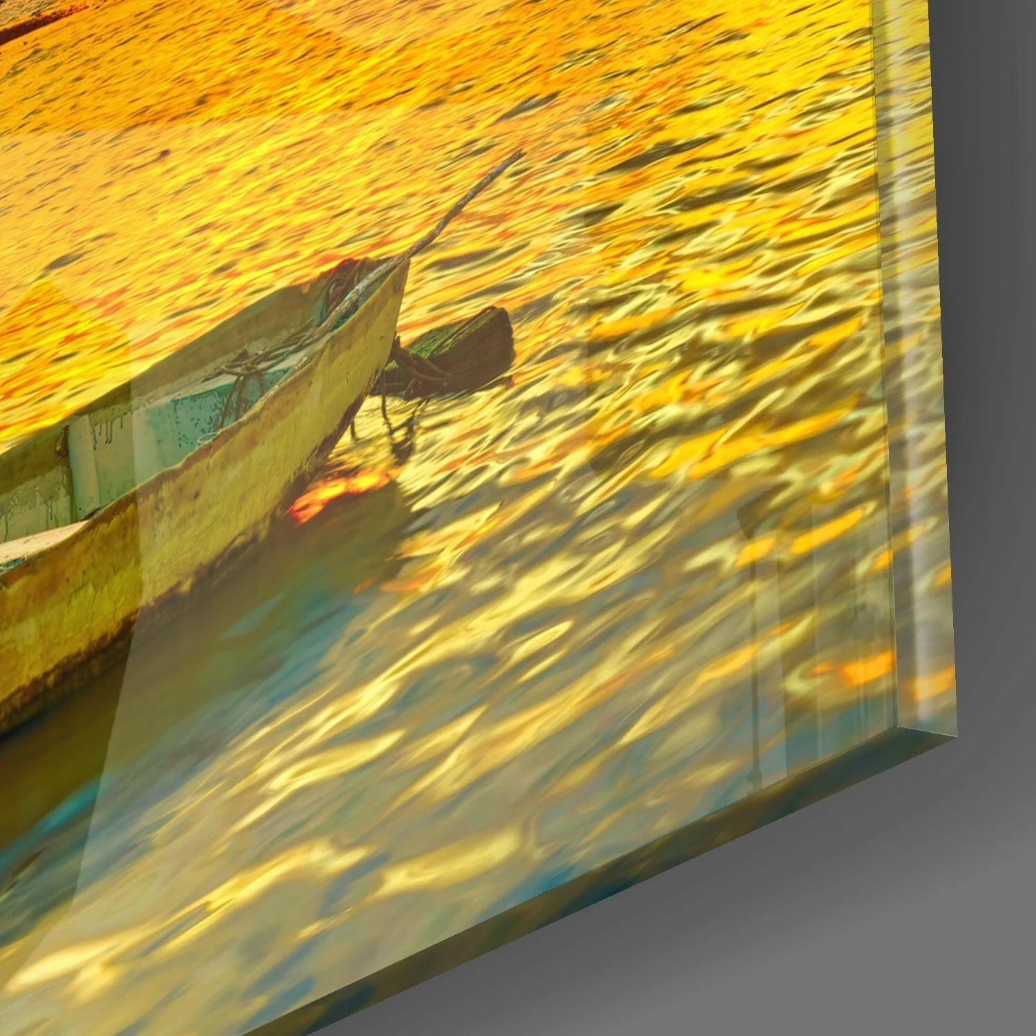 Tropical Palm Beach Sunset Glass Wall Art - Image 2