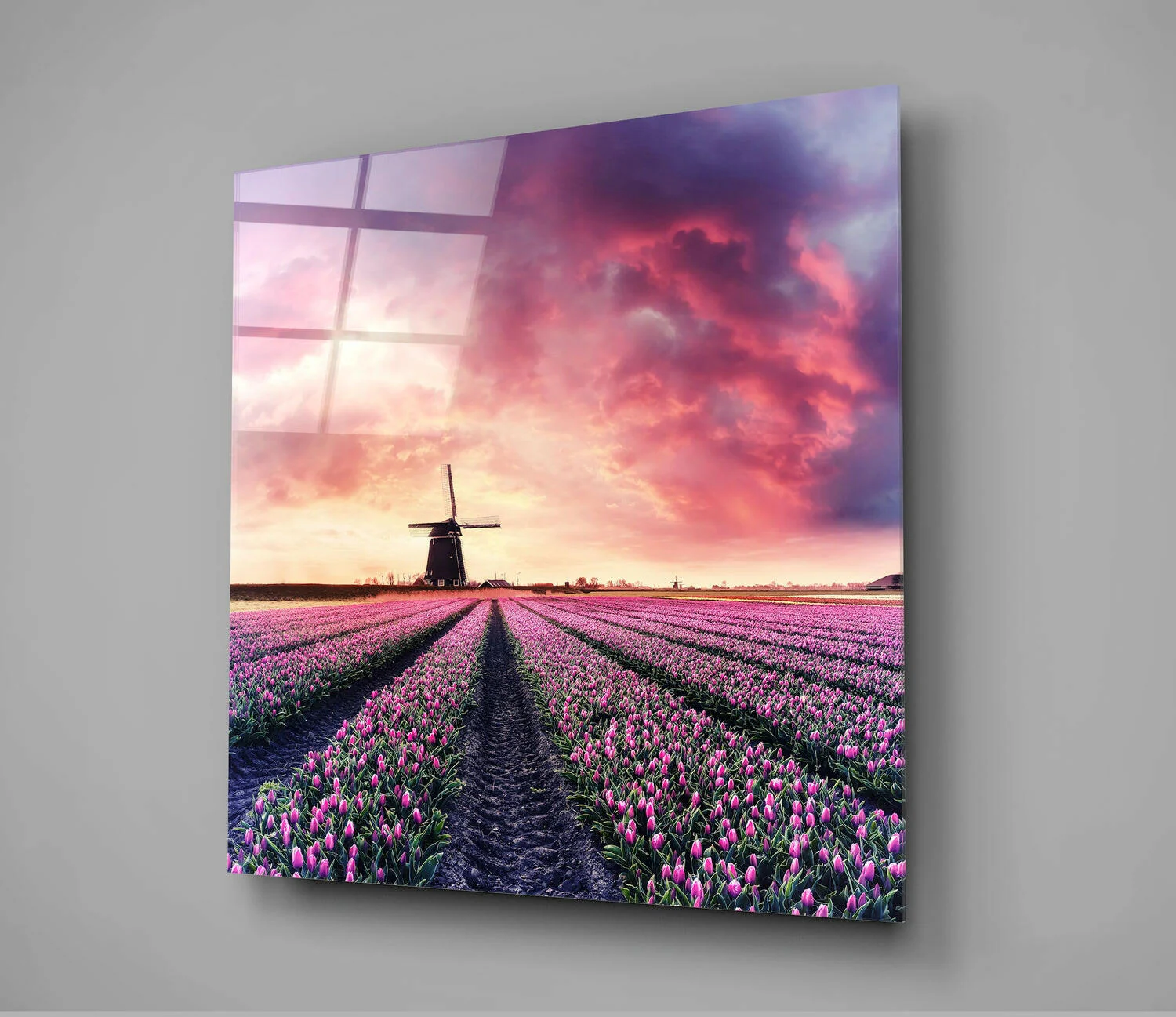 Tulip Field Glass Wall Art - Image 3