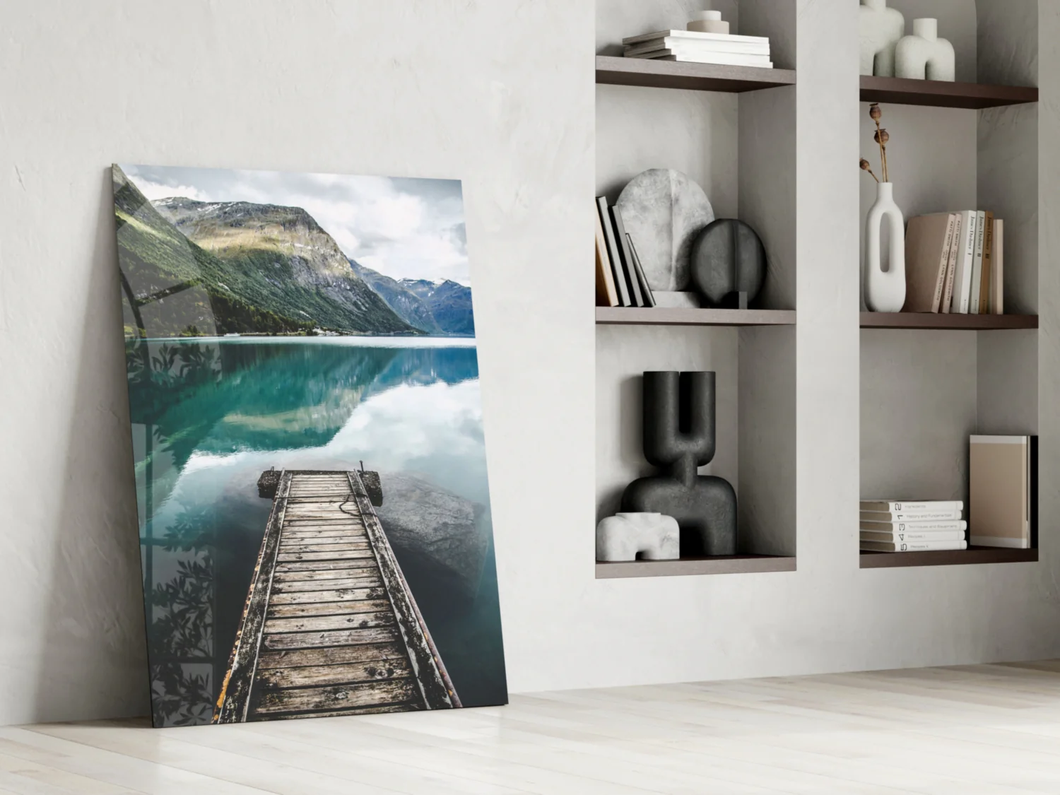 Turquoise Fjord Mountain Jetty Glass Wall Art - Image 7