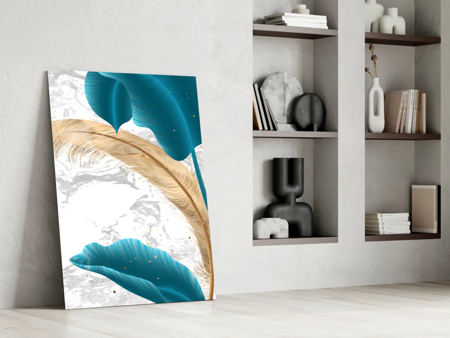 Turquoise Leaves Glass Wall Art - Image 6