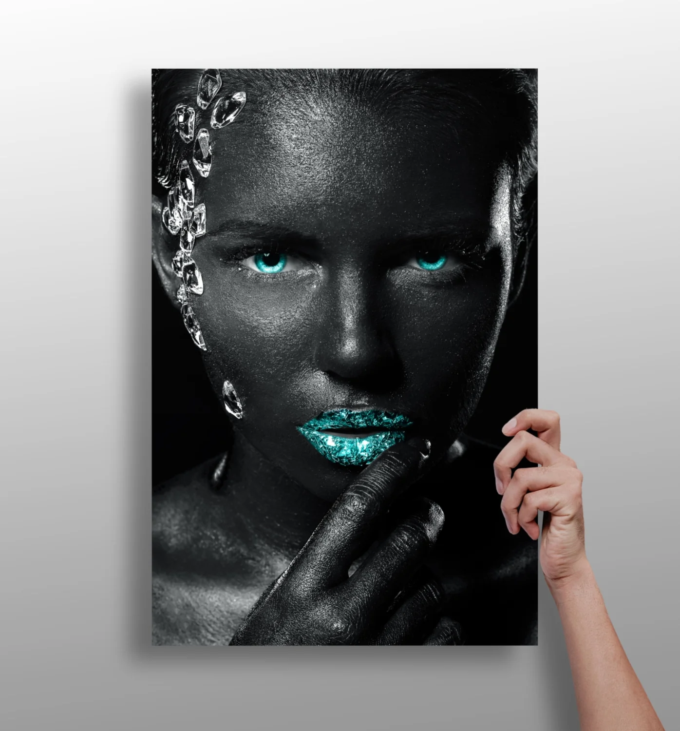 Turquoise Lips Crystals Aluminum Print
