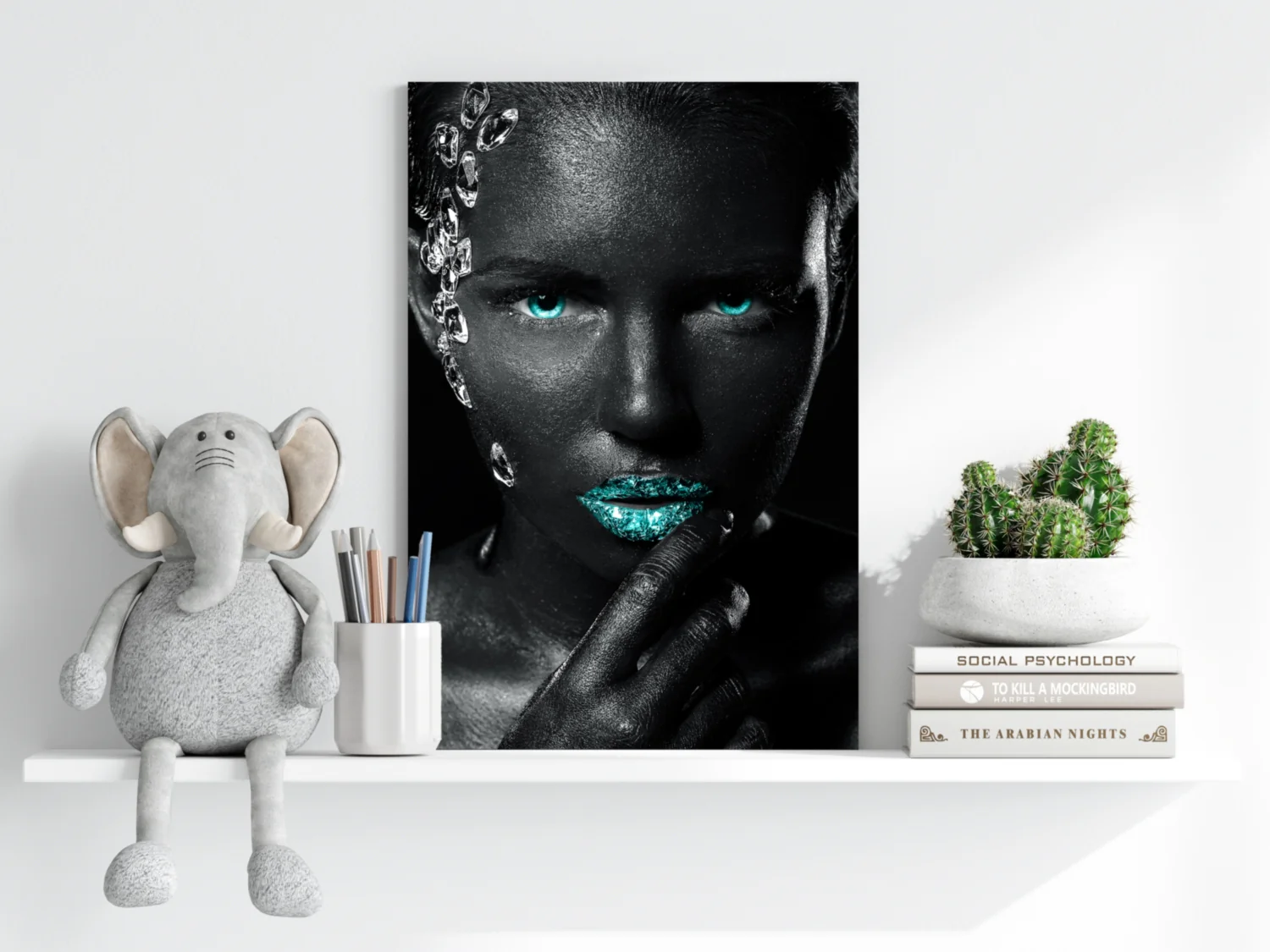 Turquoise Lips Crystals Aluminum Print - Image 6