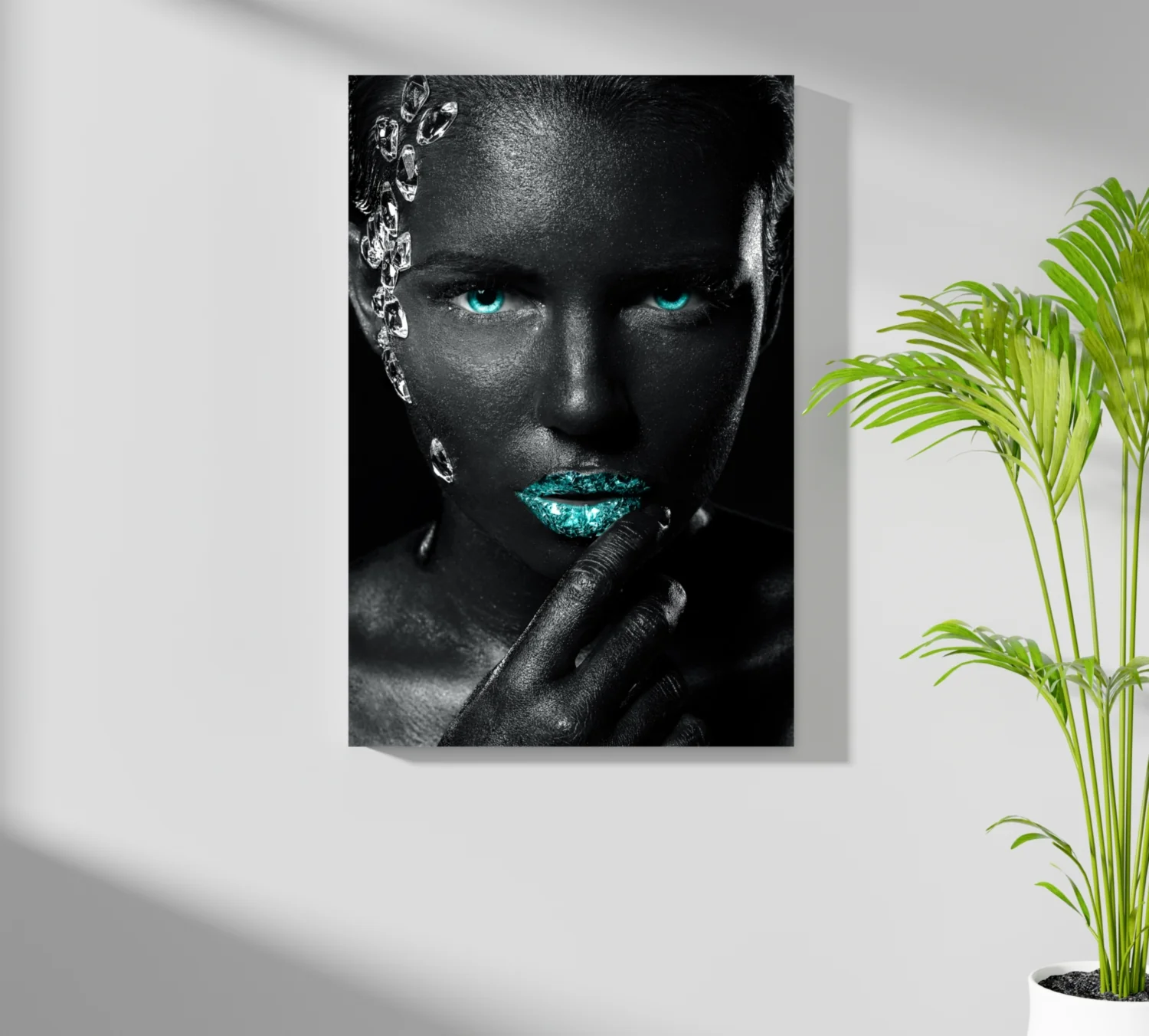 Turquoise Lips Crystals Aluminum Print - Image 7