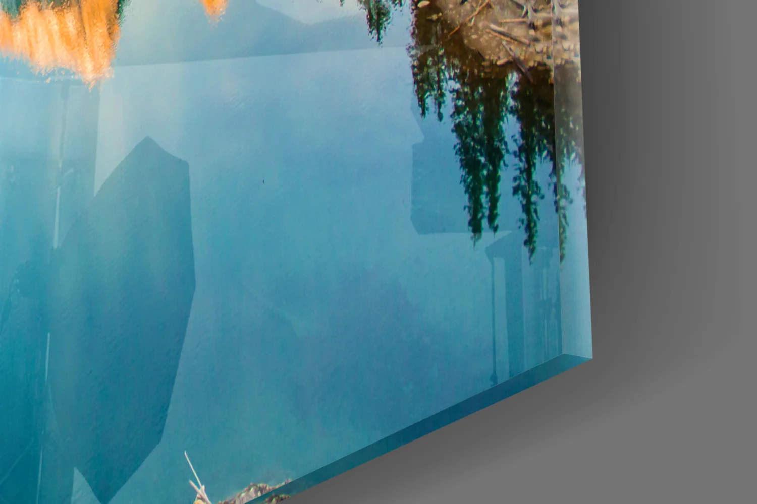 Turquoise Mountain Lake Sunrise Glass Wall Art - Image 7