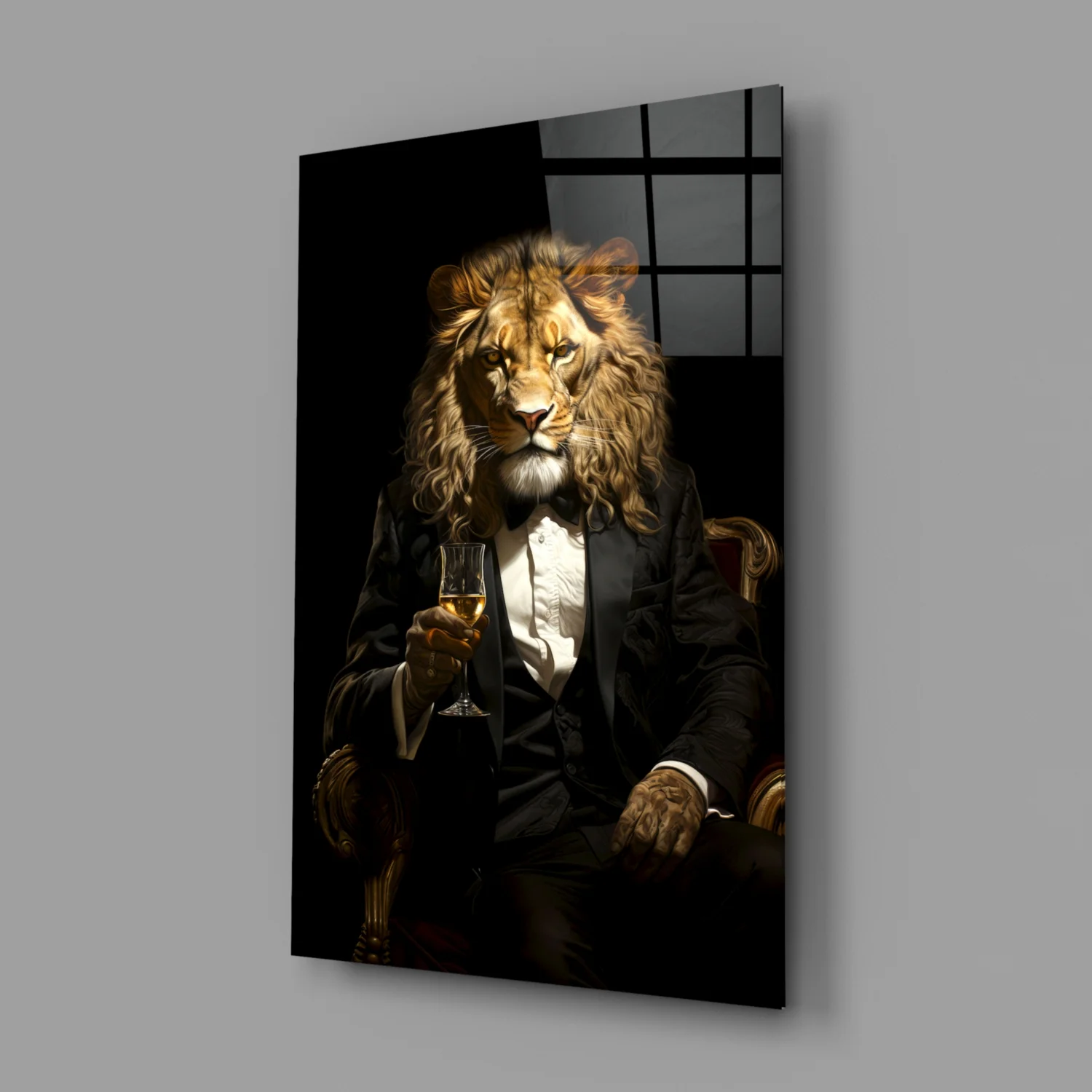 Tuxedo Lion Toasting Wine Glass Wall Art - Image 3
