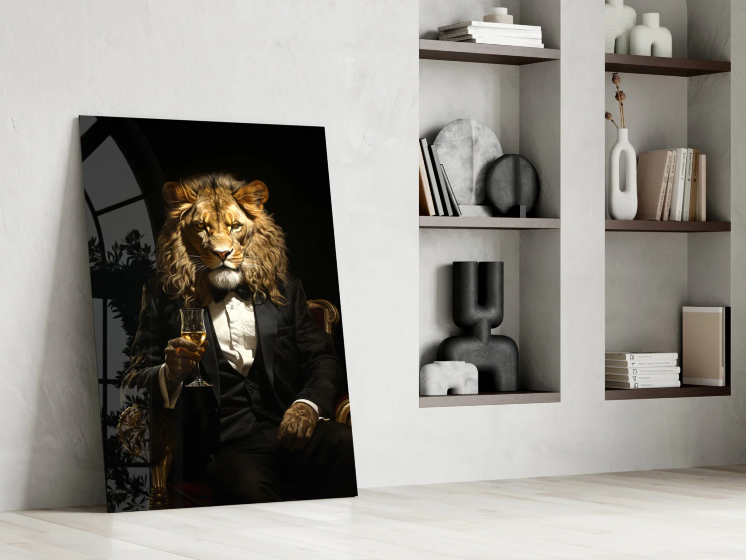 Tuxedo Lion Toasting Wine Glass Wall Art - Image 7
