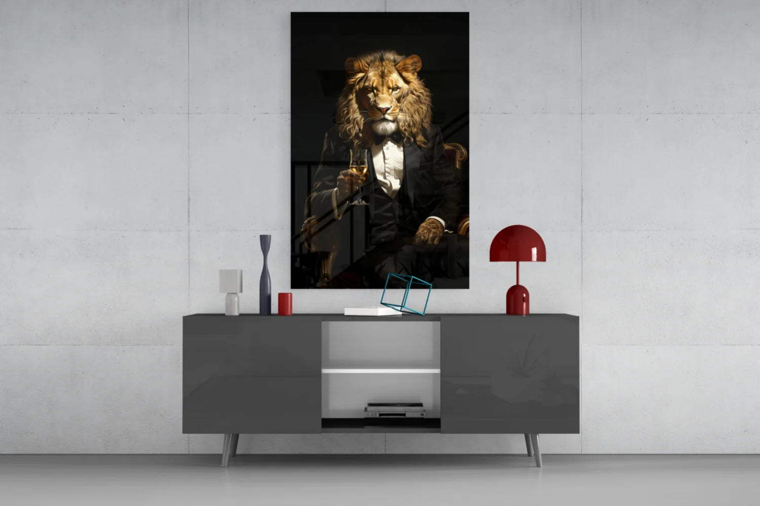 Tuxedo Lion Toasting Wine Glass Wall Art - Image 9