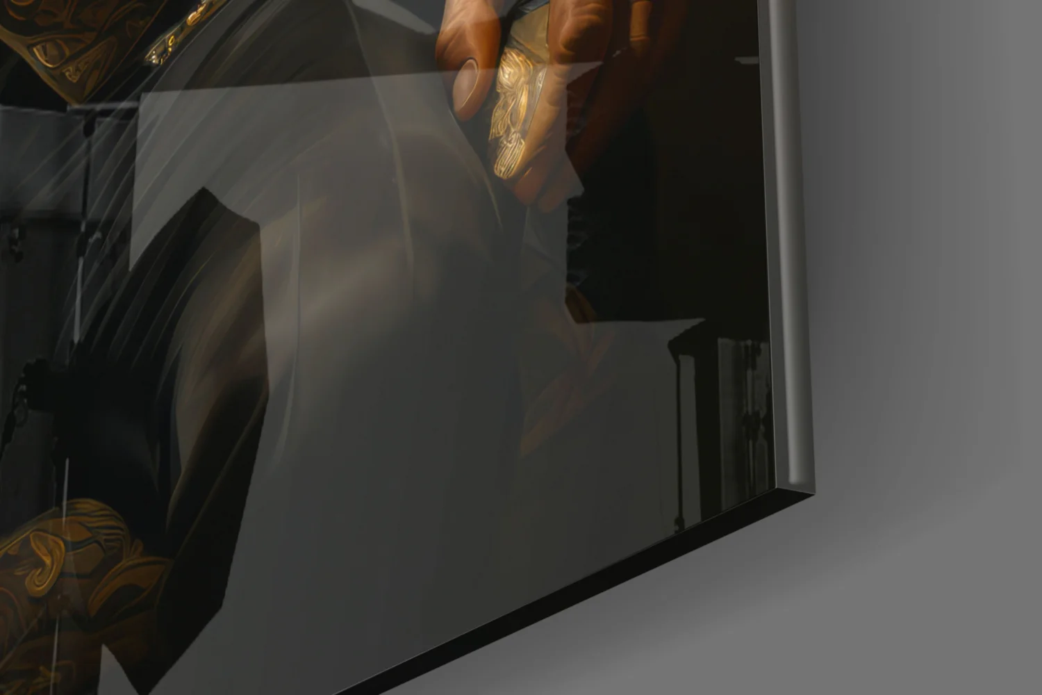 Tuxedo Lion with Wine by Window Glass Wall Art - Image 8
