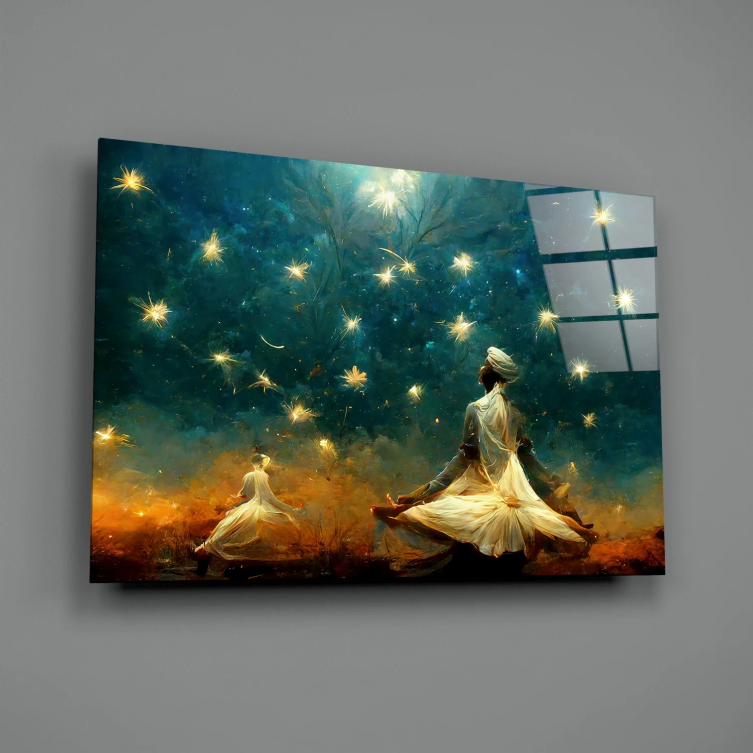 Twin Dervishes Golden Meadow Glass Wall Art - Image 3