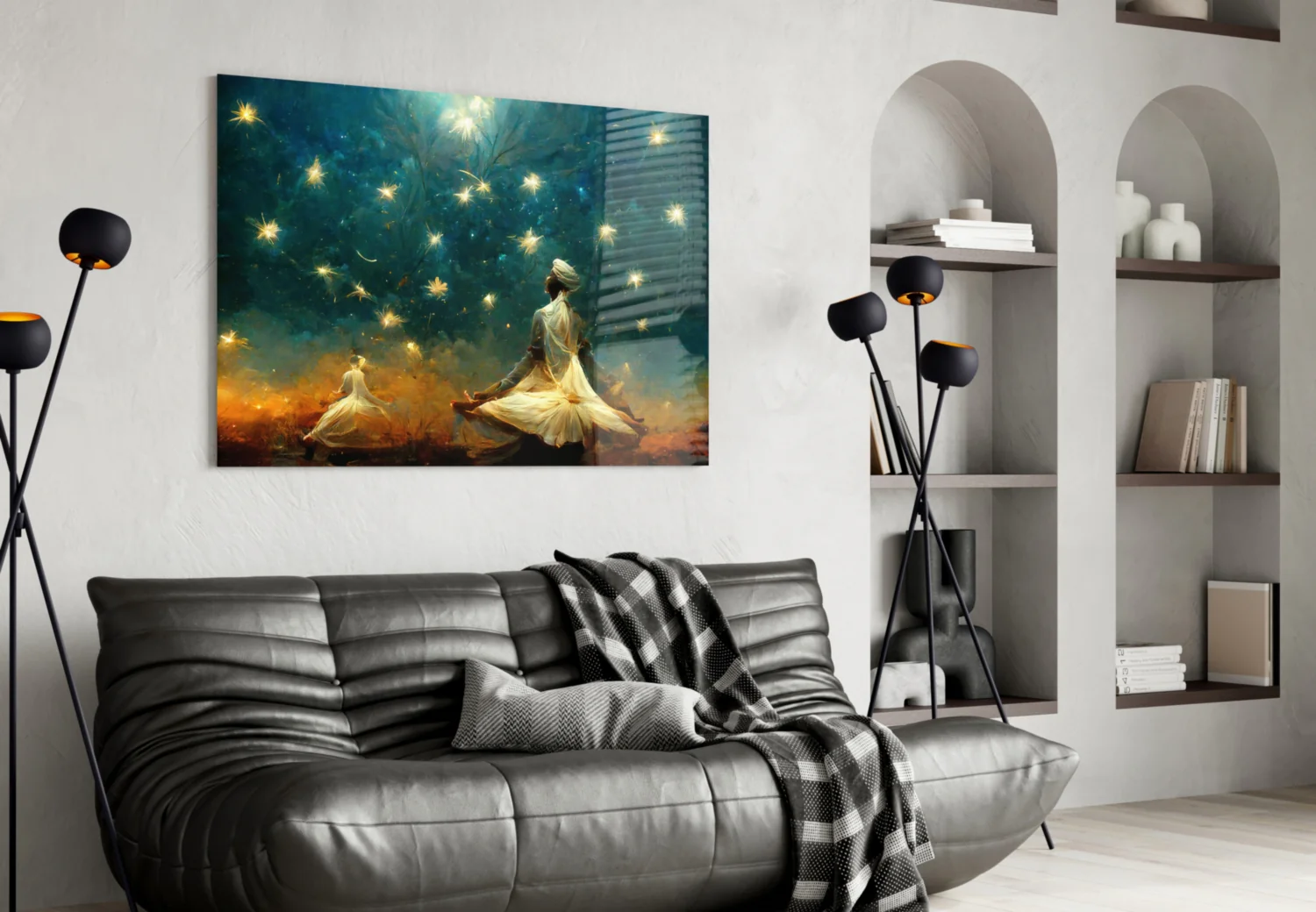 Twin Dervishes Golden Meadow Glass Wall Art - Image 5