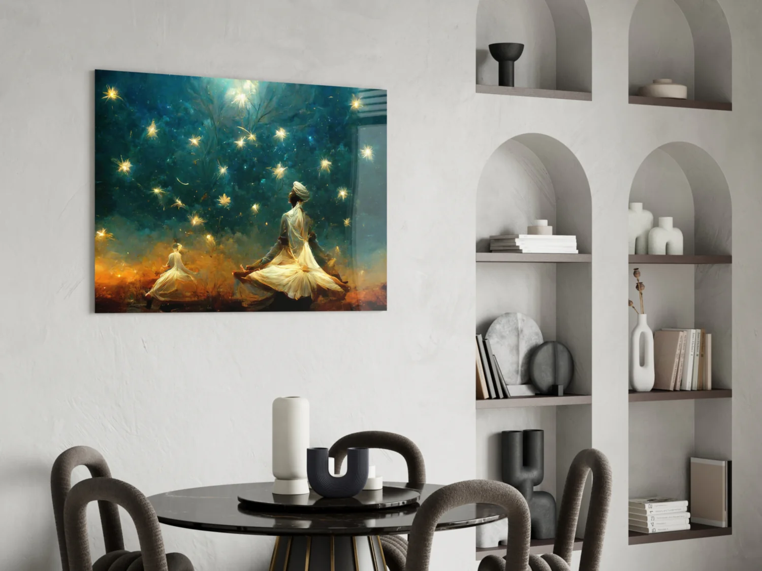 Twin Dervishes Golden Meadow Glass Wall Art - Image 6