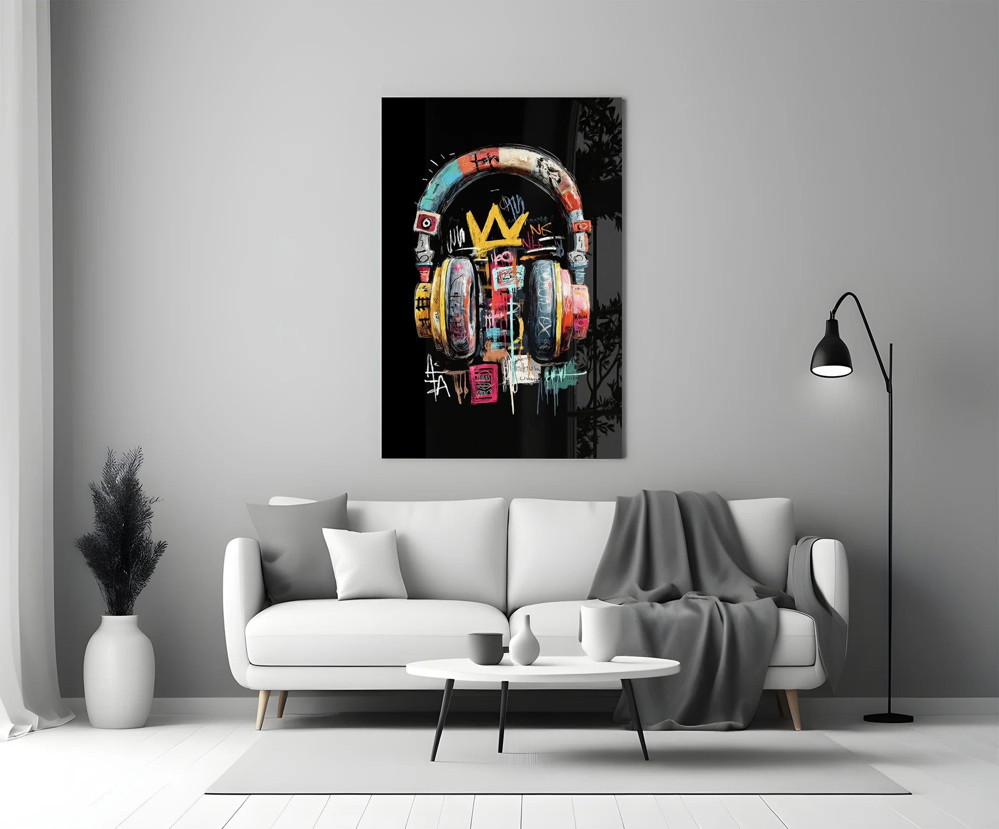 Urban Graffiti Headphones Glass Wall Art - Image 6