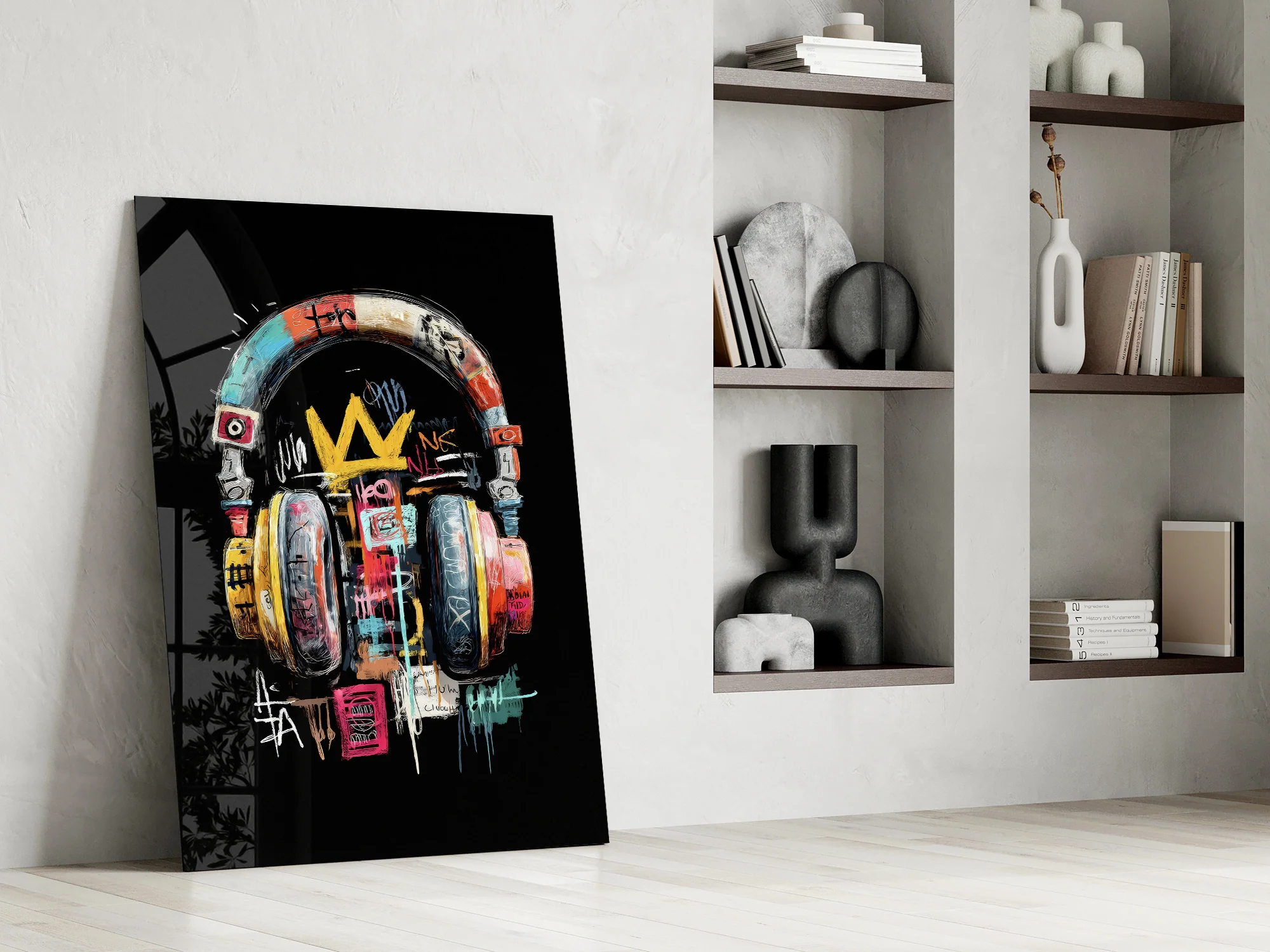Urban Graffiti Headphones Glass Wall Art - Image 8