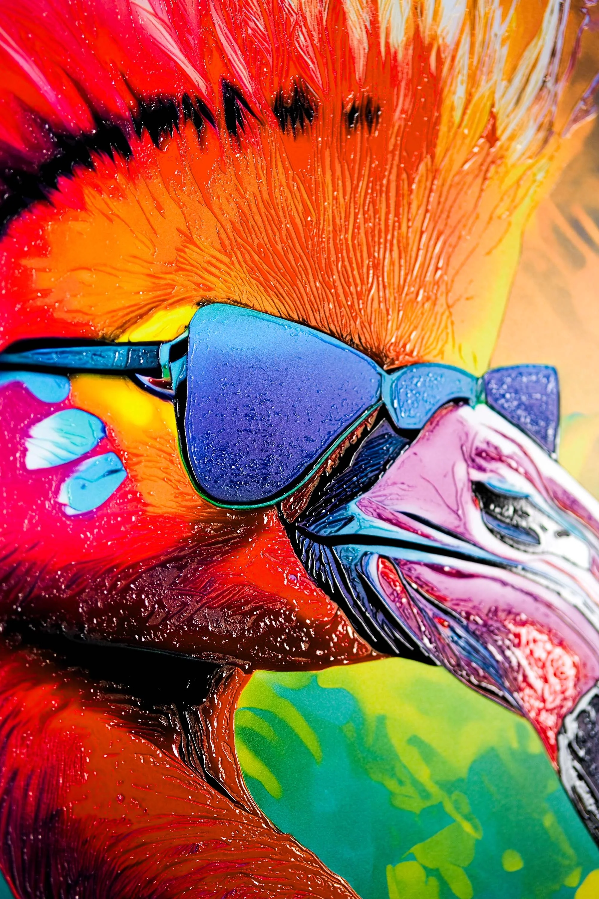 Electric Flamingo Groove — 3D Haptic Embossed High-Gloss Luxury Wall Art - Image 4