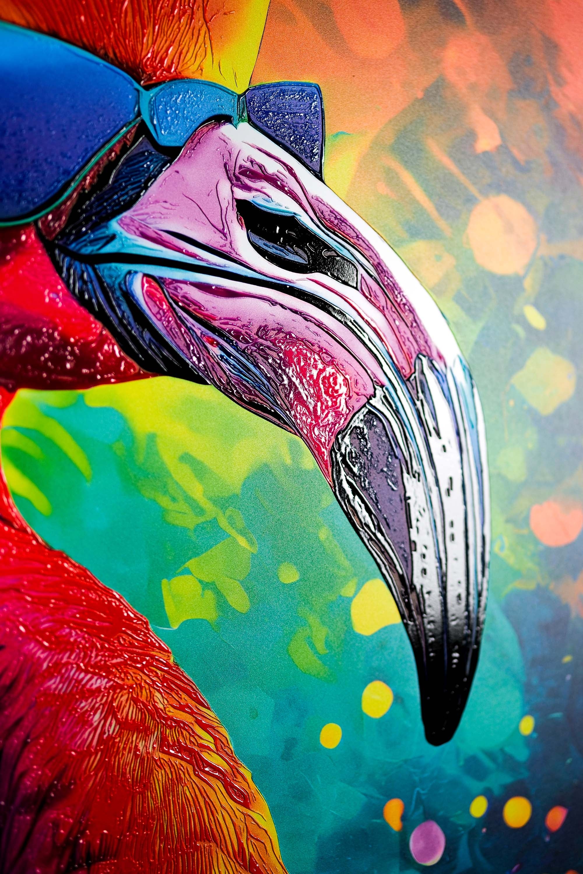 Electric Flamingo Groove — 3D Haptic Embossed High-Gloss Luxury Wall Art - Image 5