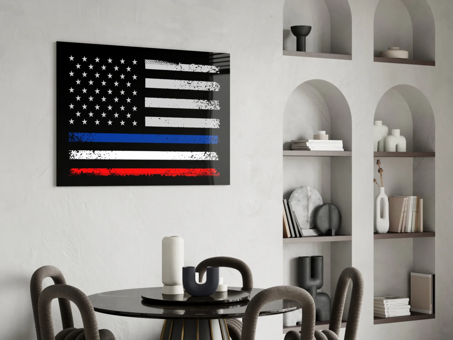 USA-France Flag Glass Wall Art || Designer Collection - Image 6