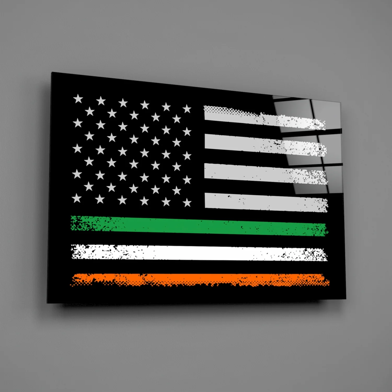 USA-Ireland Flag Glass Wall Art || Designer Collection - Image 3