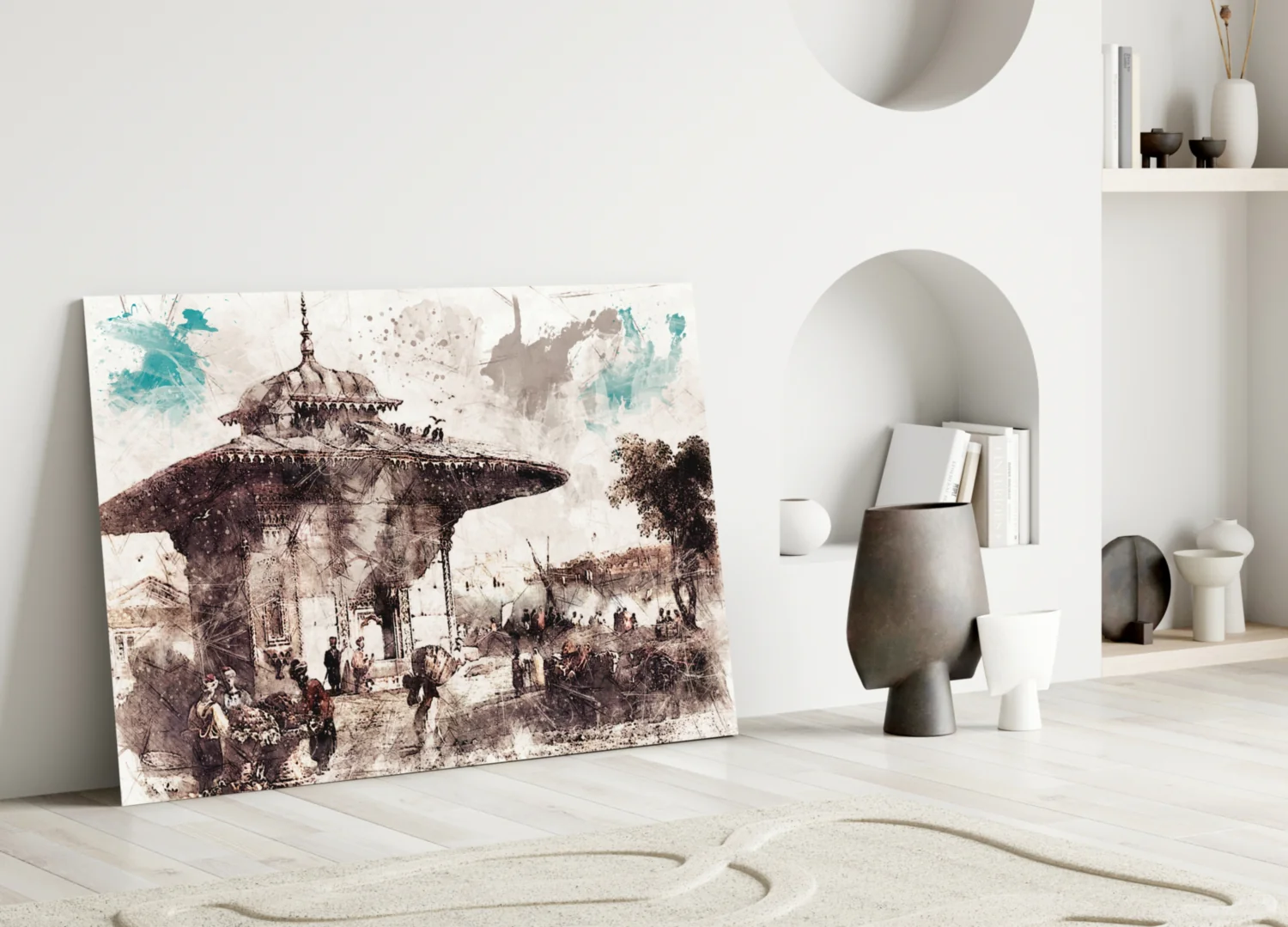 Uskudar Illustration Glass Wall Art - Image 3