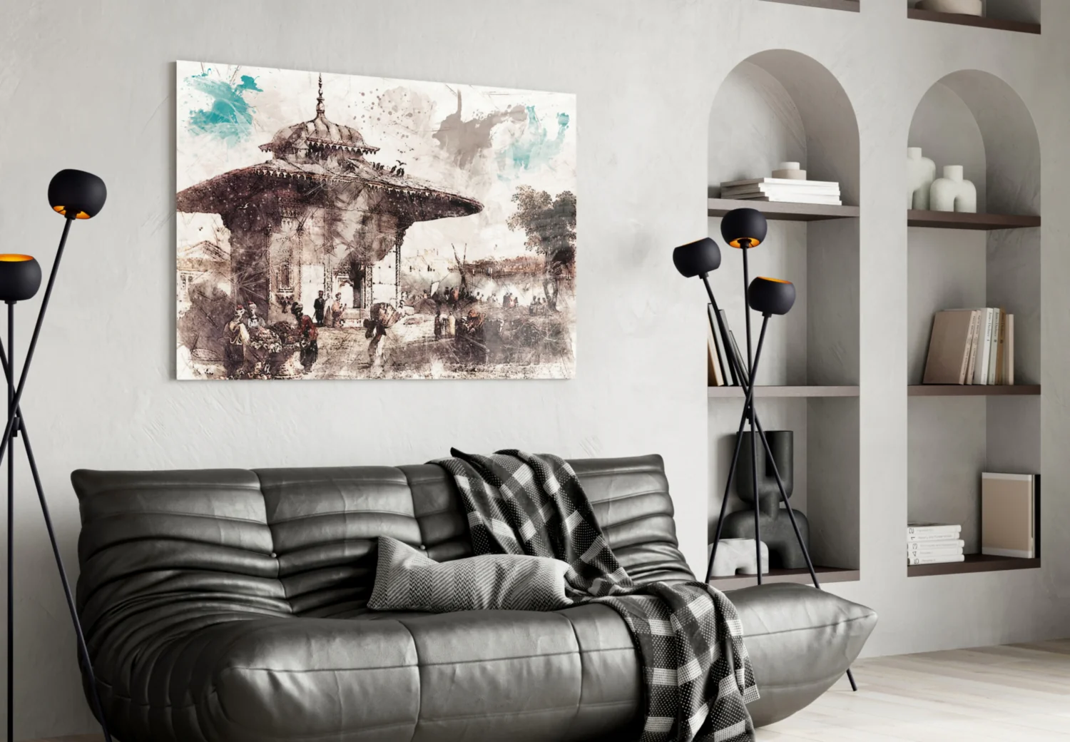 Uskudar Illustration Glass Wall Art - Image 4