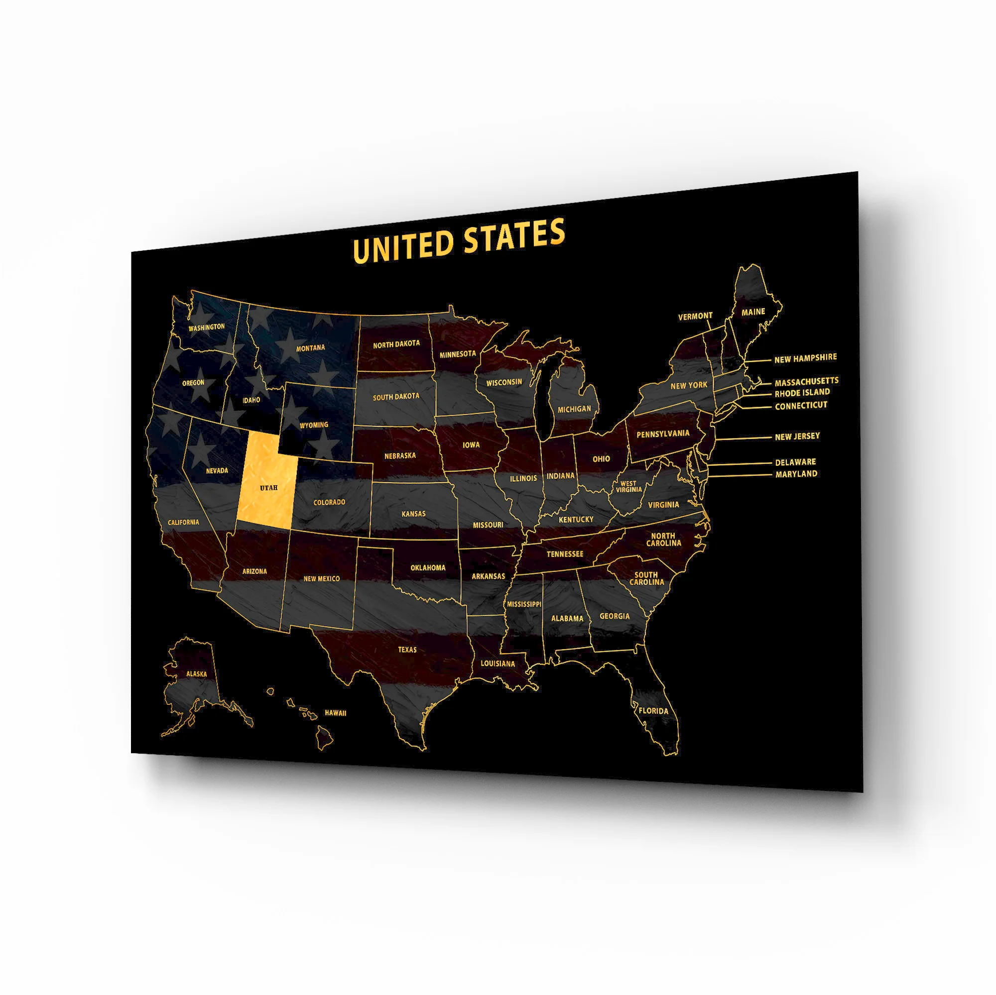 Utah State Map — Haptic 3D Embossed Metal Wall Art - Image 2