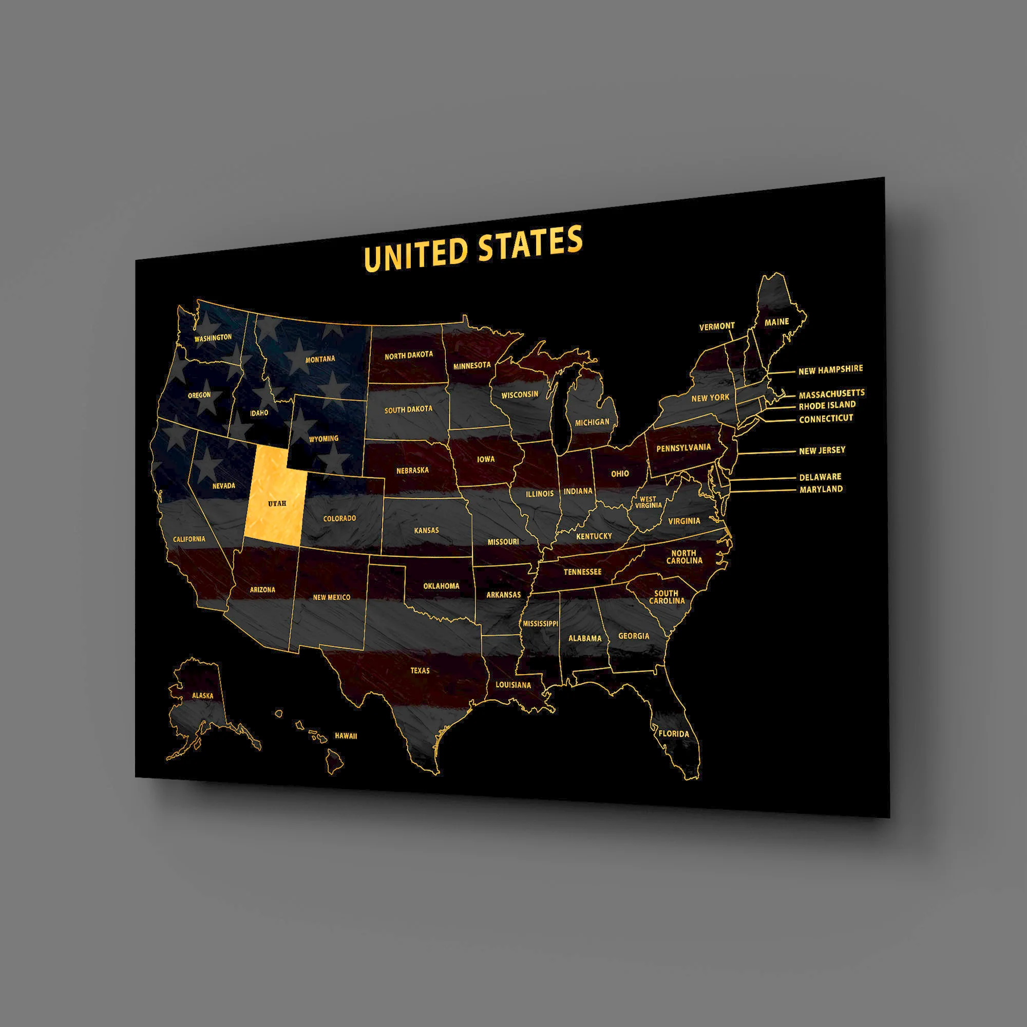 Utah State Map — Haptic 3D Embossed Metal Wall Art - Image 3
