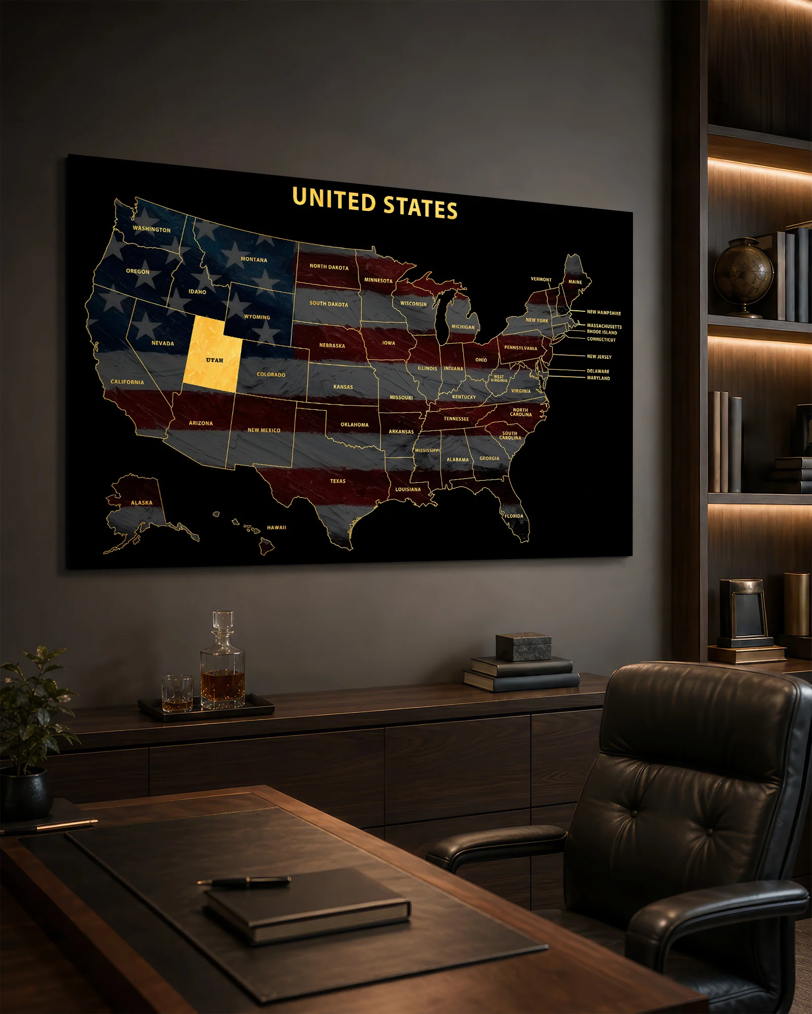 Utah State Map — Haptic 3D Embossed Metal Wall Art - Image 4