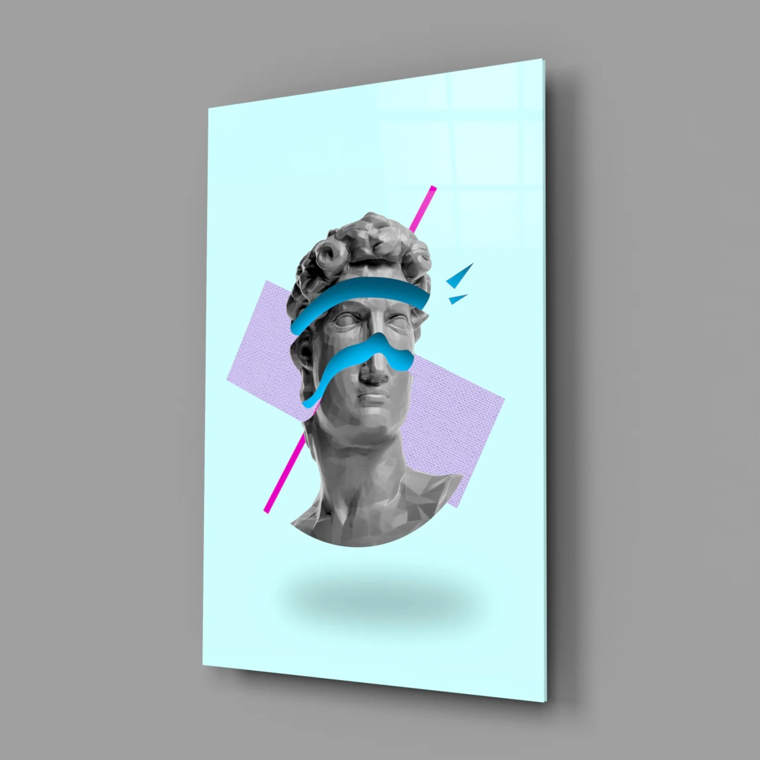 Vaporwave David Blindfold Glass Wall Art - Image 2