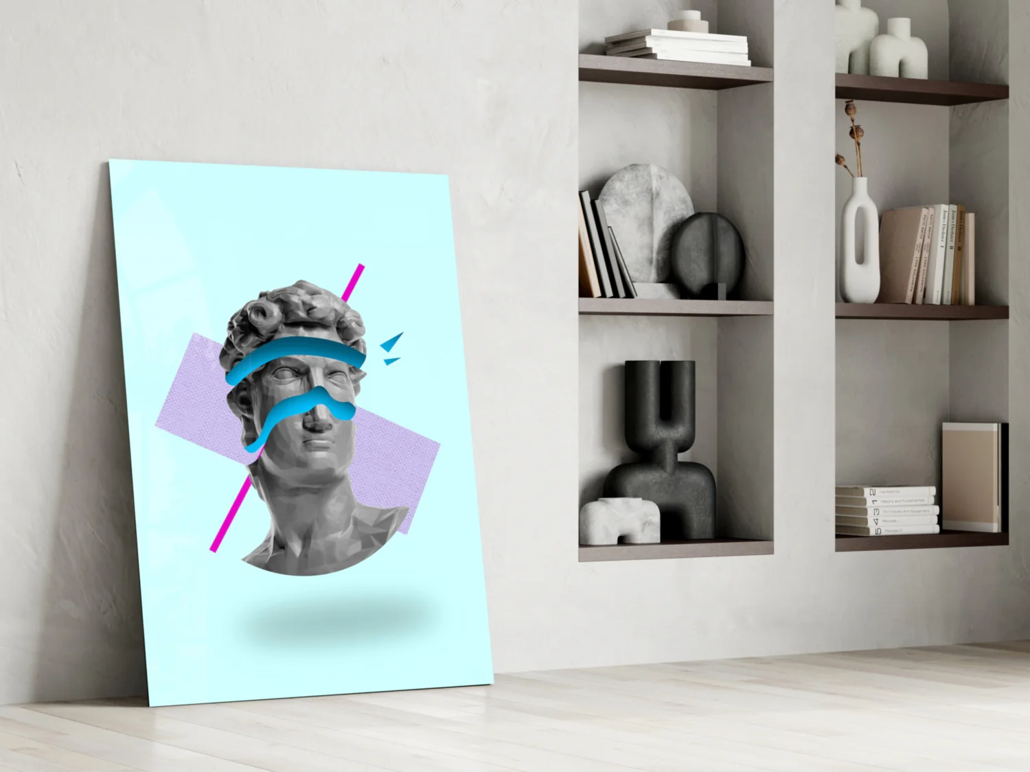 Vaporwave David Blindfold Glass Wall Art - Image 6