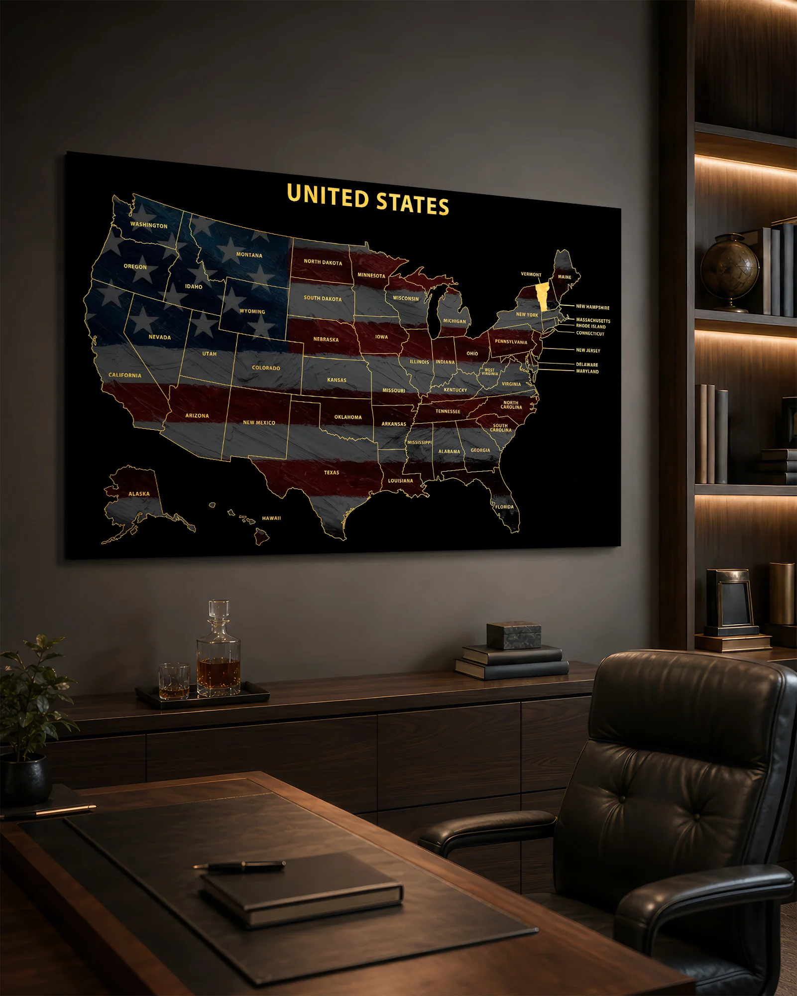 Vermont State Map — Haptic 3D Embossed Metal Wall Art - Image 4