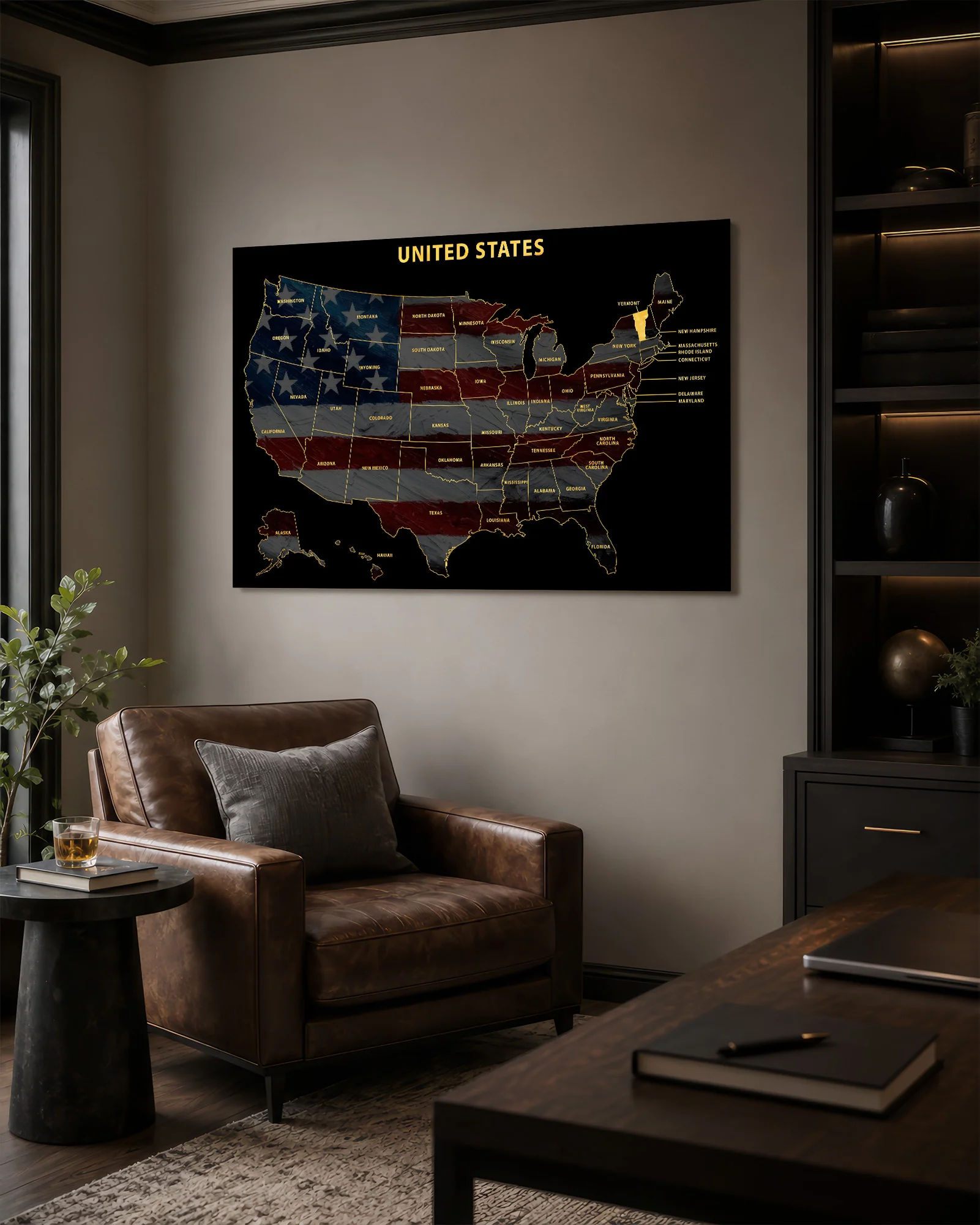 Vermont State Map — Haptic 3D Embossed Metal Wall Art - Image 5