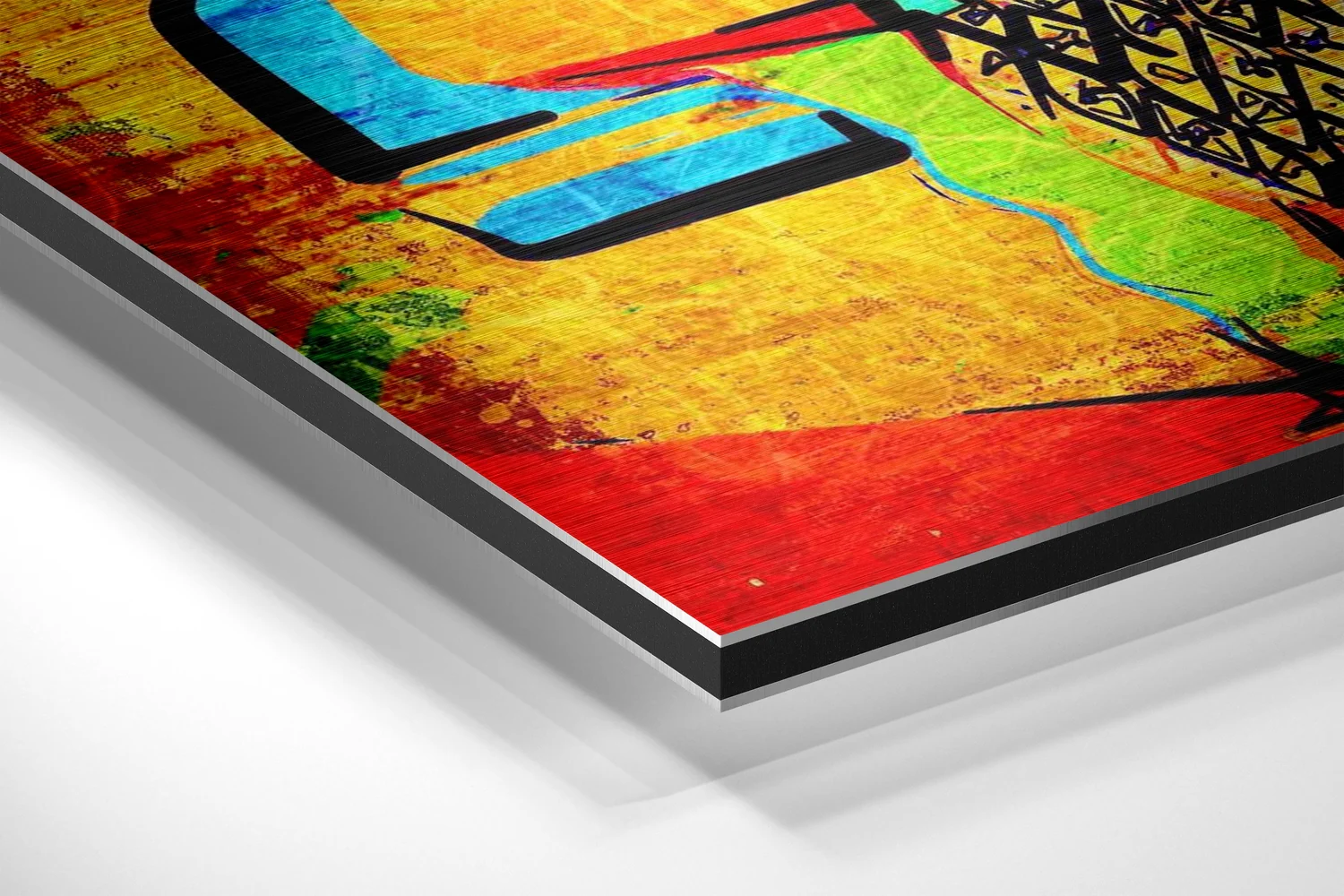 Vibrant Cubist Guitar Brushed Aluminium Dibond Wall Art - Image 2