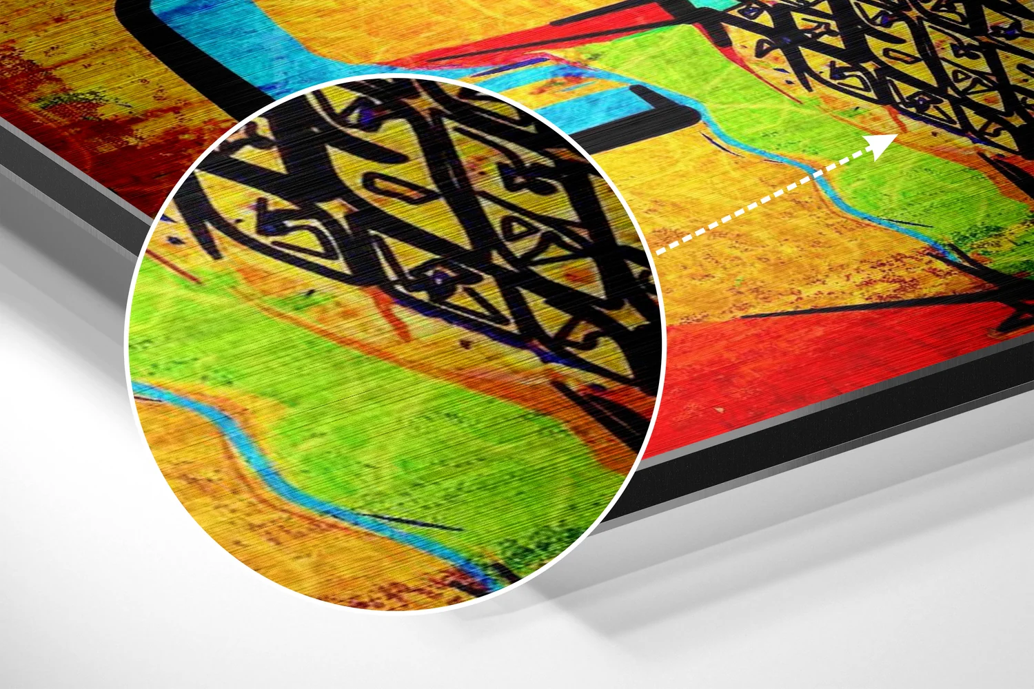 Vibrant Cubist Guitar Brushed Aluminium Dibond Wall Art - Image 3