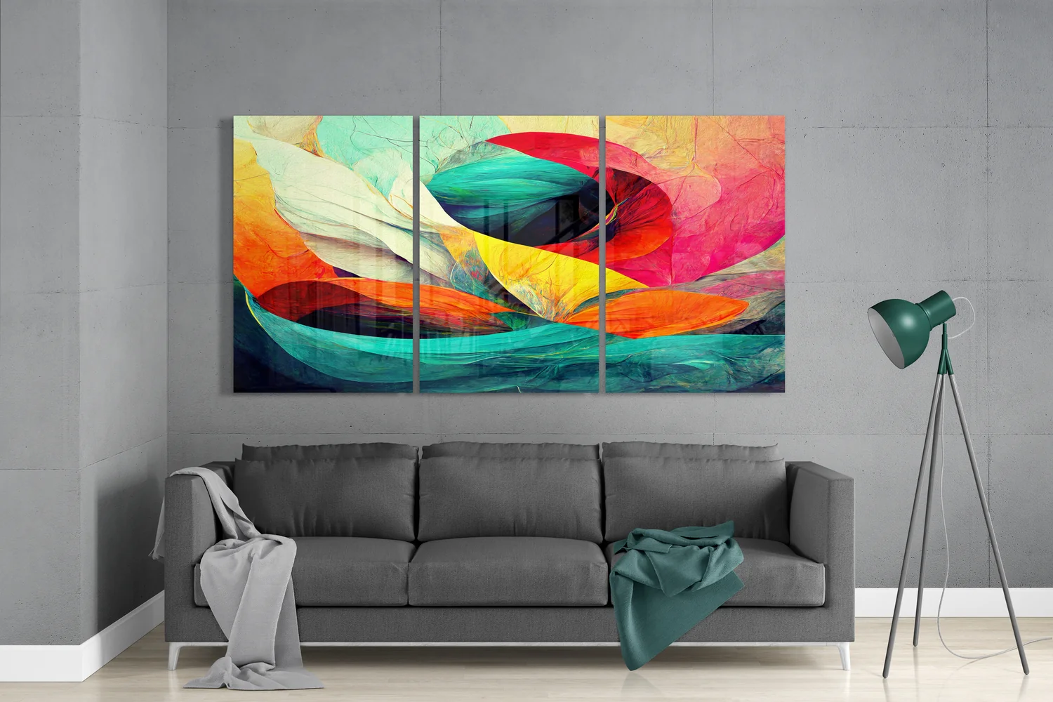 Vibrant Flowing Petals Glass Wall Art - Image 3