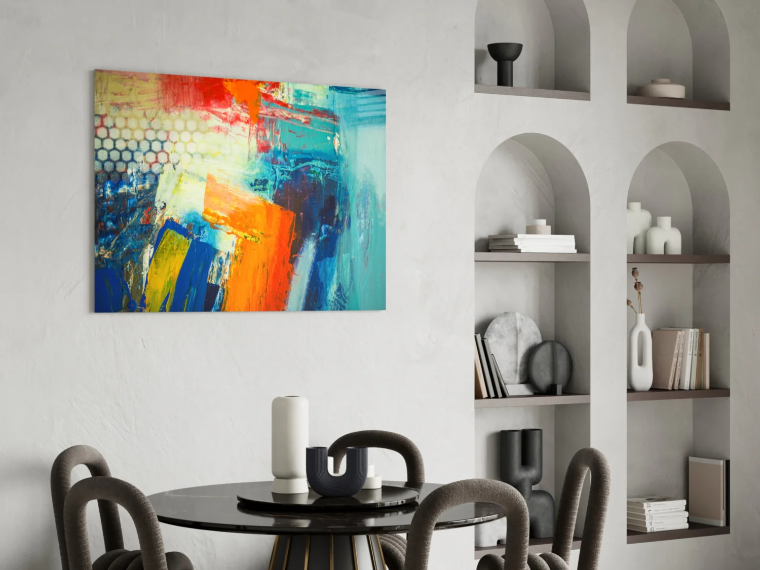 Vibrant Orange Blue Palette Glass Wall Art - Image 6