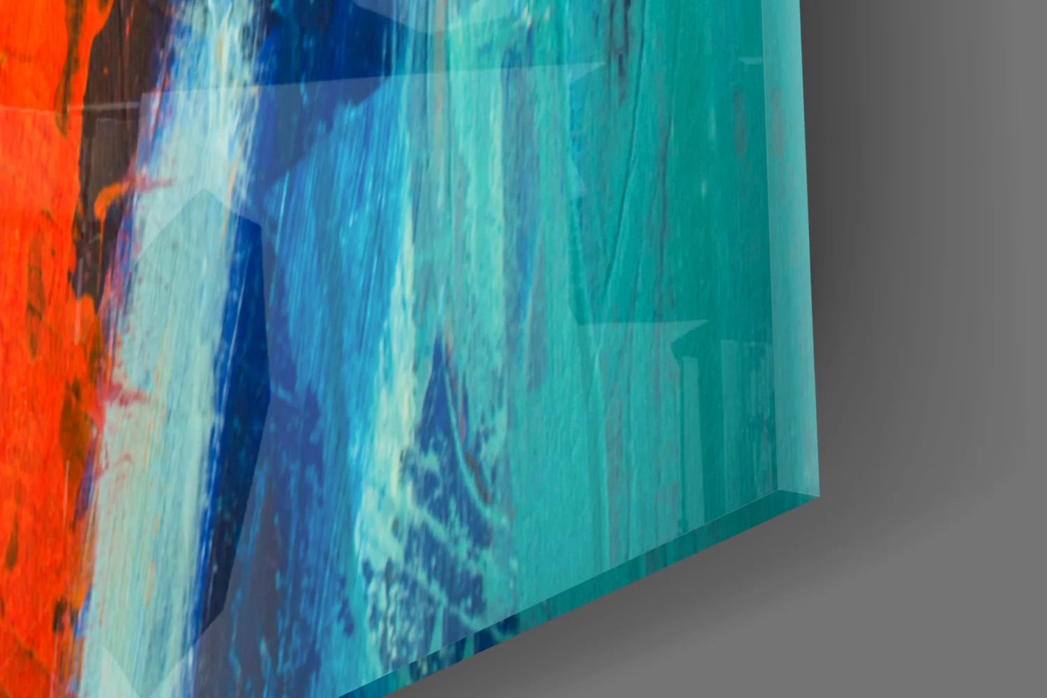 Vibrant Orange Blue Palette Glass Wall Art - Image 8