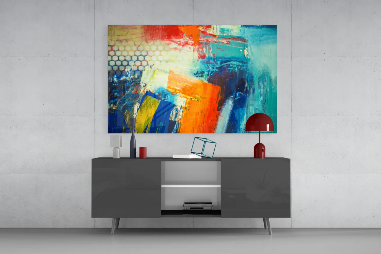 Vibrant Orange Blue Palette Glass Wall Art - Image 9