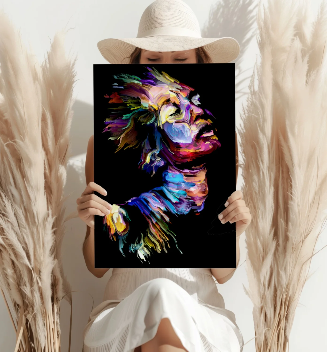 Vibrant Painted Face Aluminum Print - Image 4